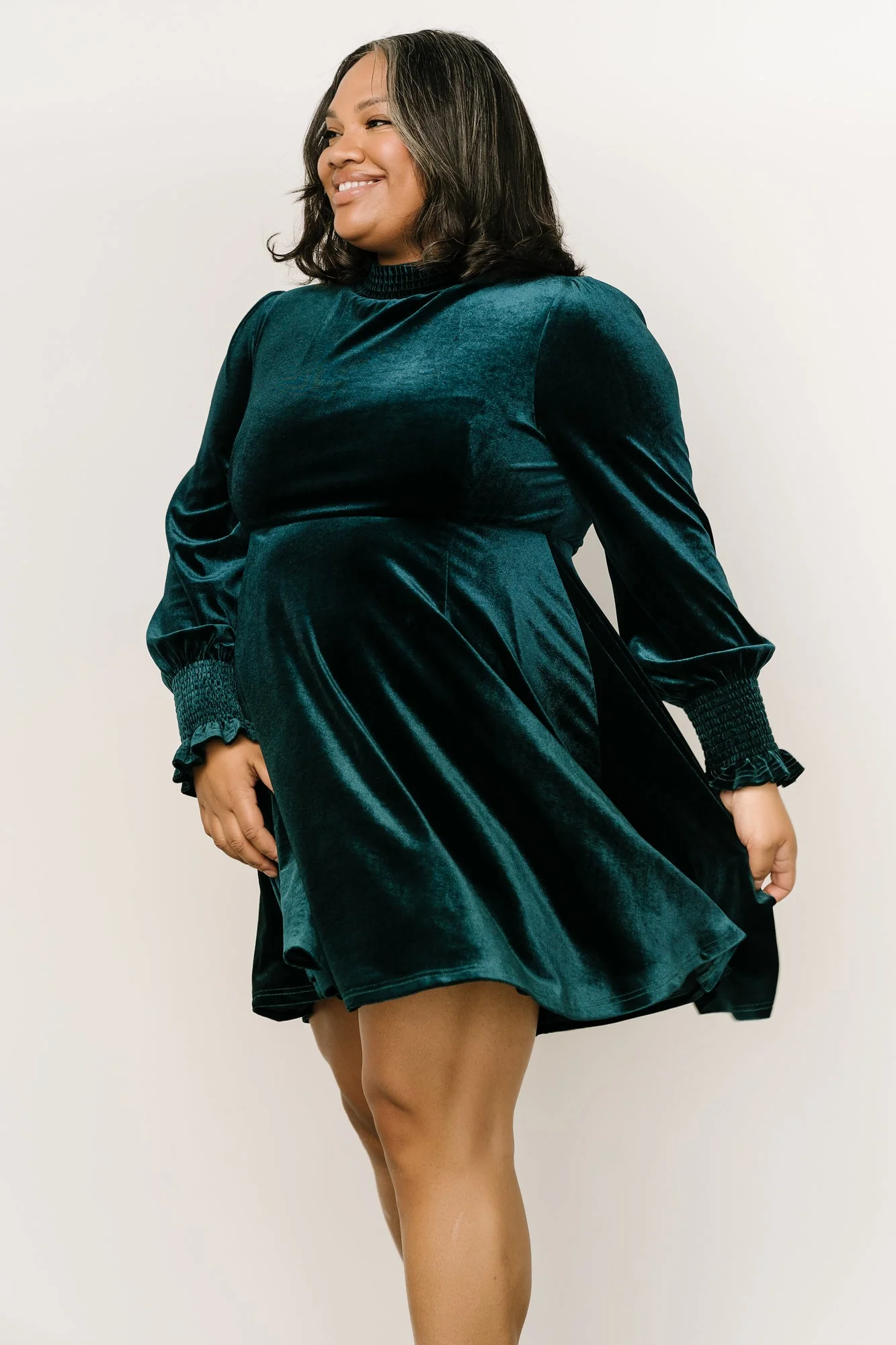 Tina Velvet Short Dress | Emerald
