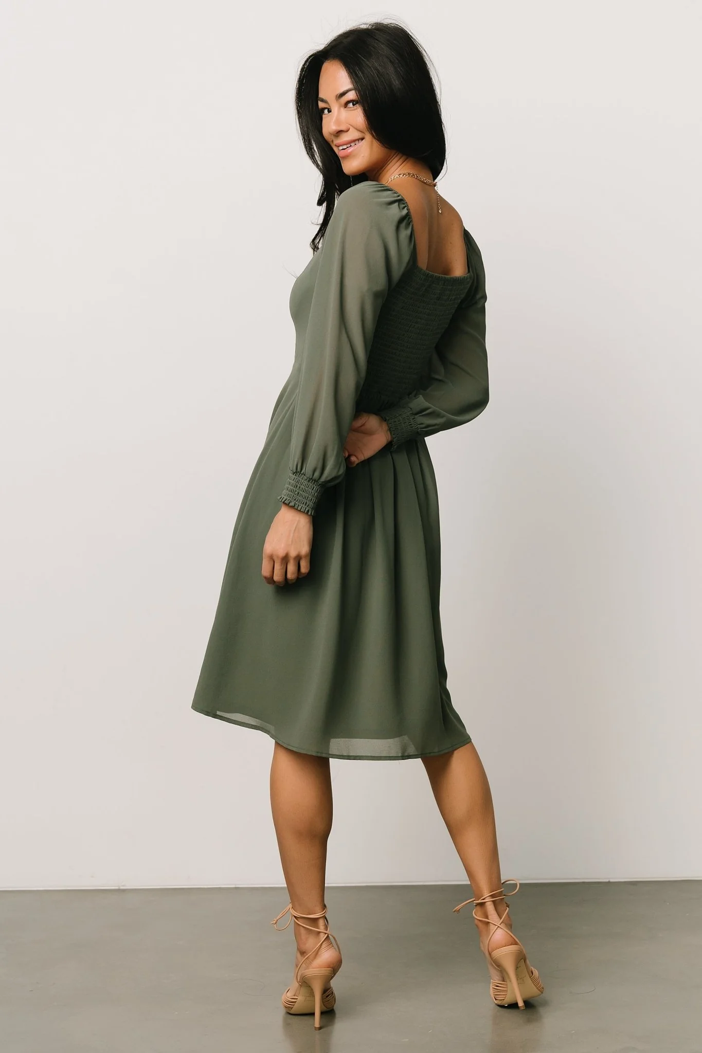 Elise Short Dress | Dark Sage