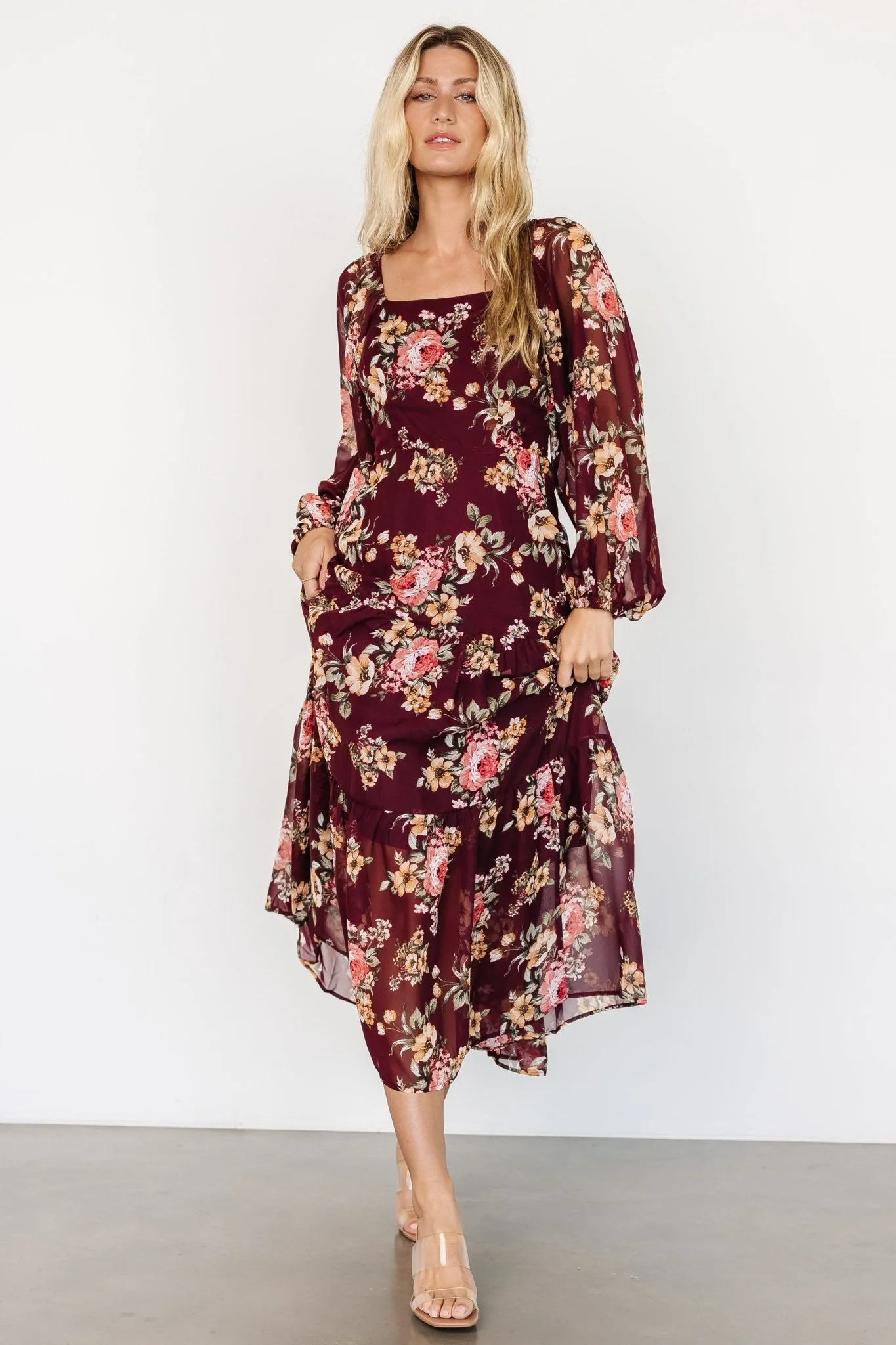 Kristy Maxi Dress | Wine Floral