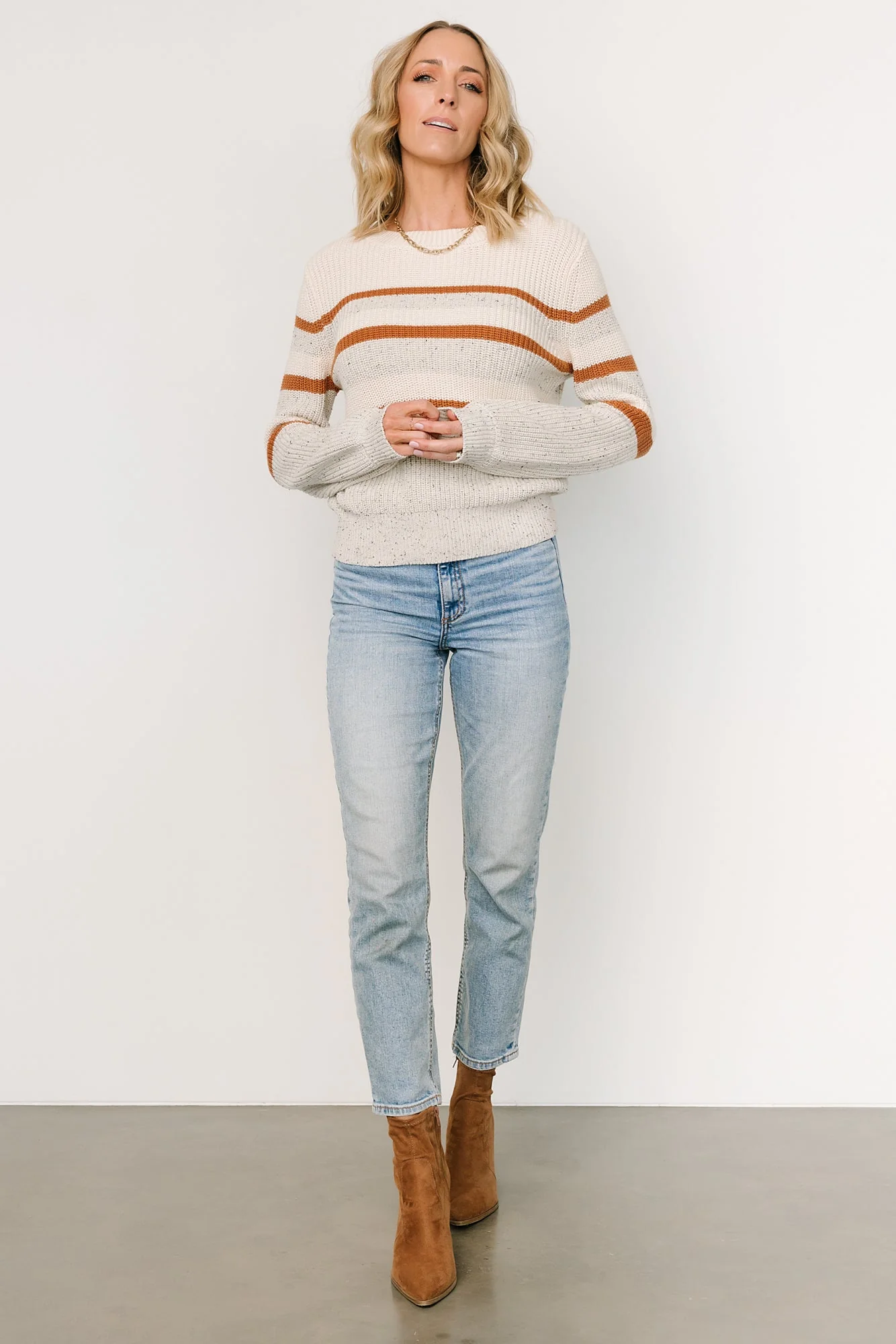 Peyton Striped Sweater | Cream + Camel