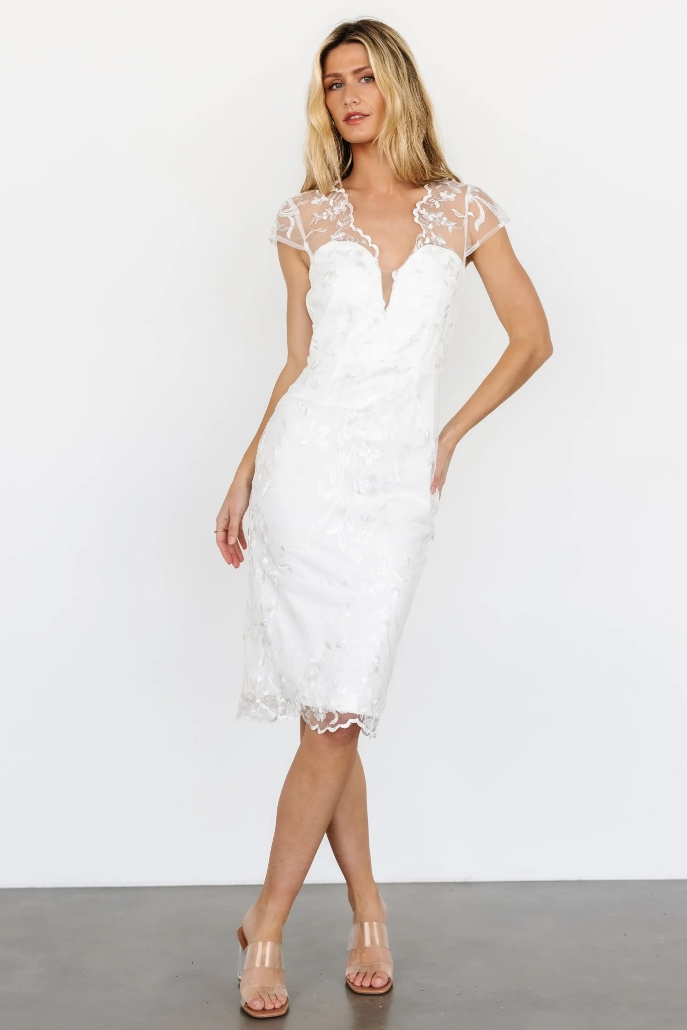 Delphine Applique Midi Dress | Off White