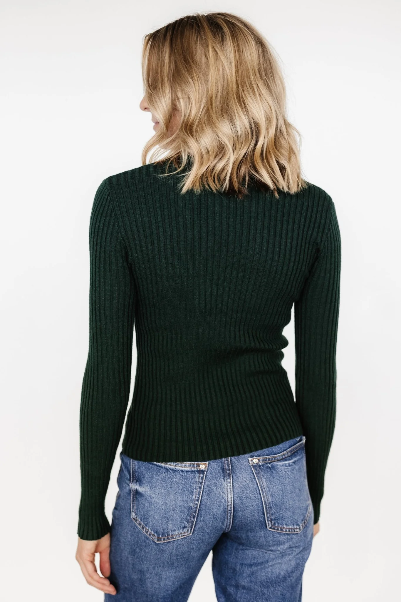 Adrian Ribbed Sweater Top | Green