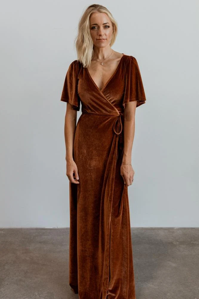 Meghan Velvet Wrap Maxi Dress | Spice