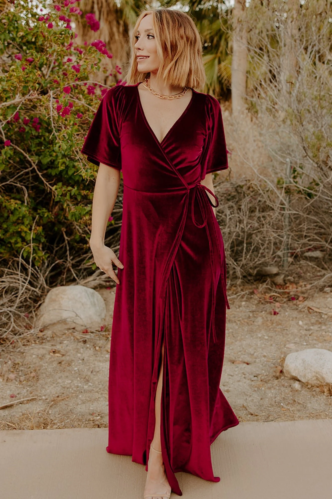 Meghan Velvet Wrap Maxi Dress | Mulberry