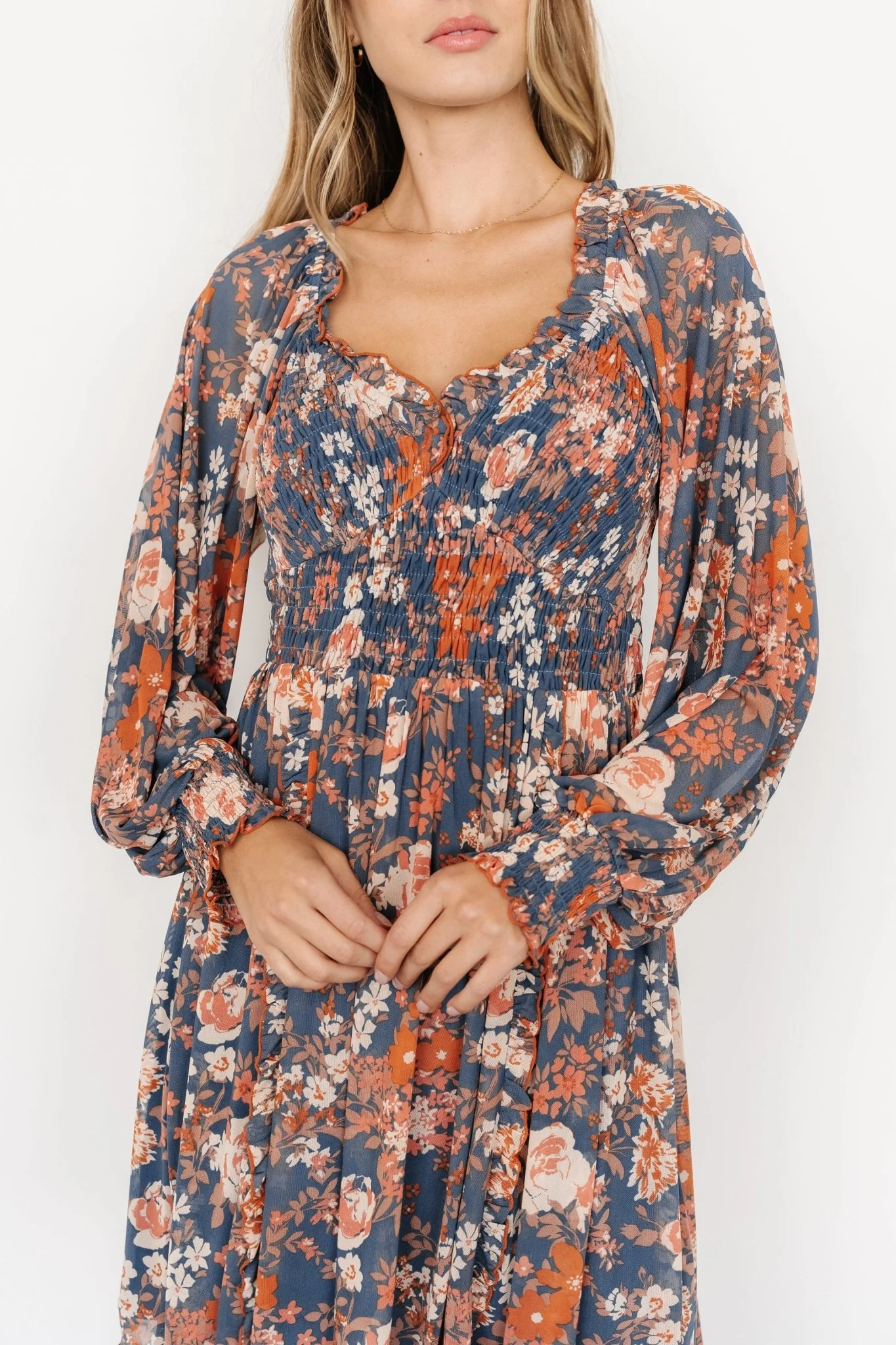 Parker Short Dress | Blue + Orange Floral