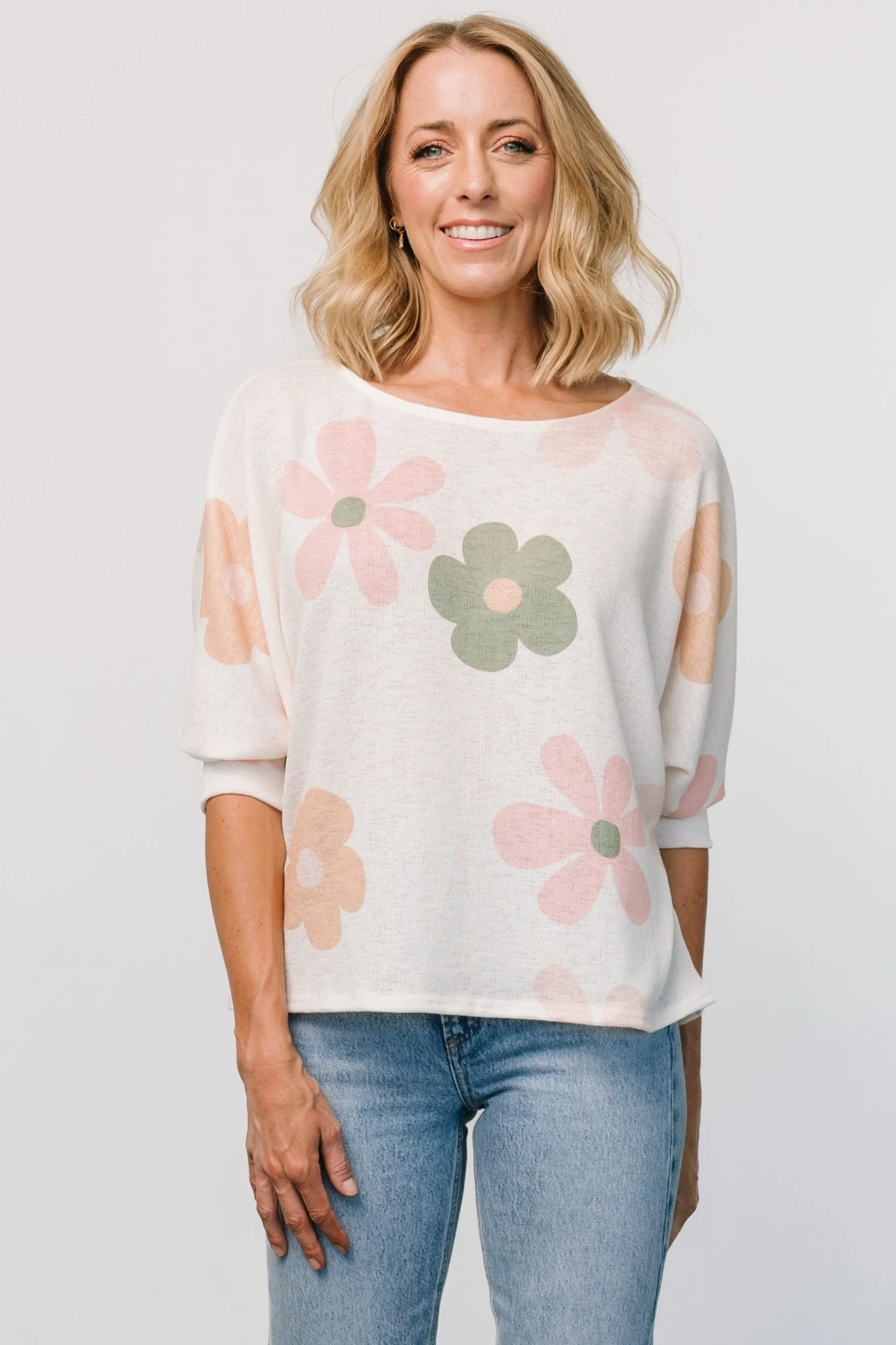 Flower Knit Top | Cream Multi