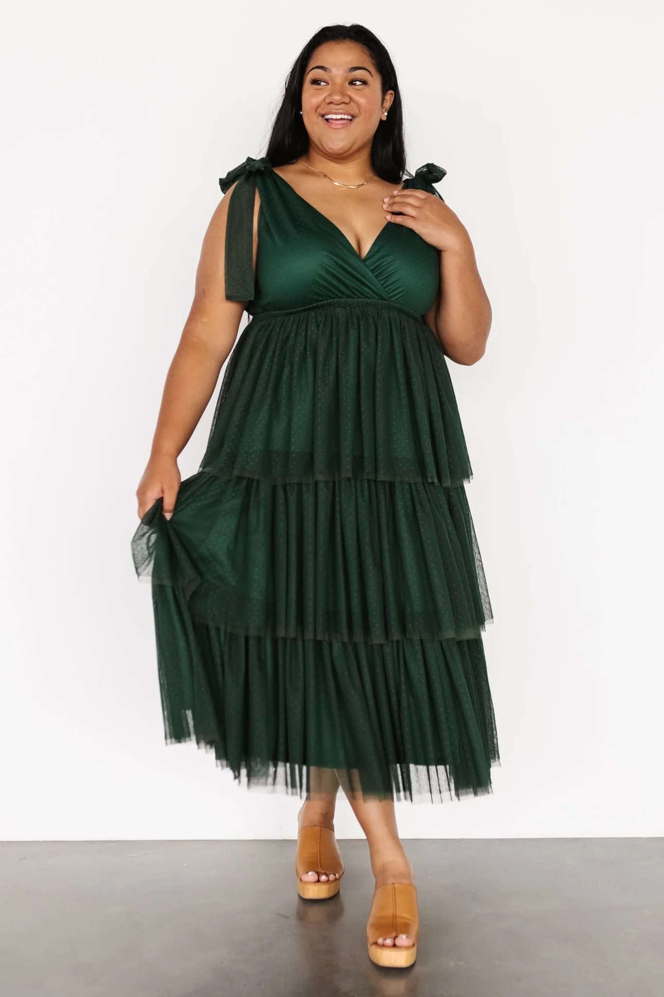 Tessa Tiered Tulle Tank Dress | Dark Green