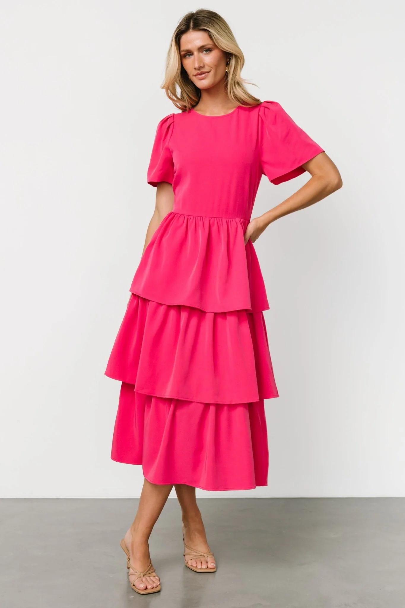 Cadenza Tiered Maxi Dress | Deep Pink