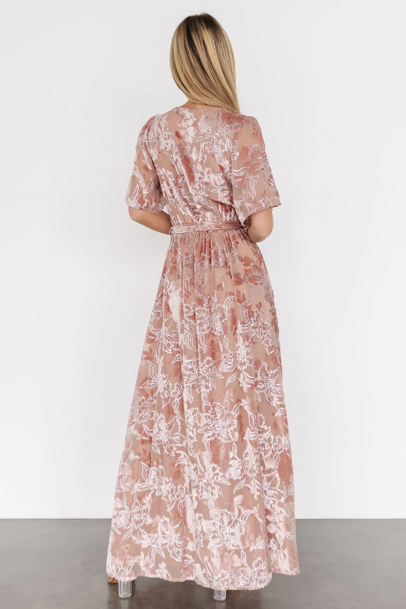 Uma Velvet Maxi Dress | Blush + Silver