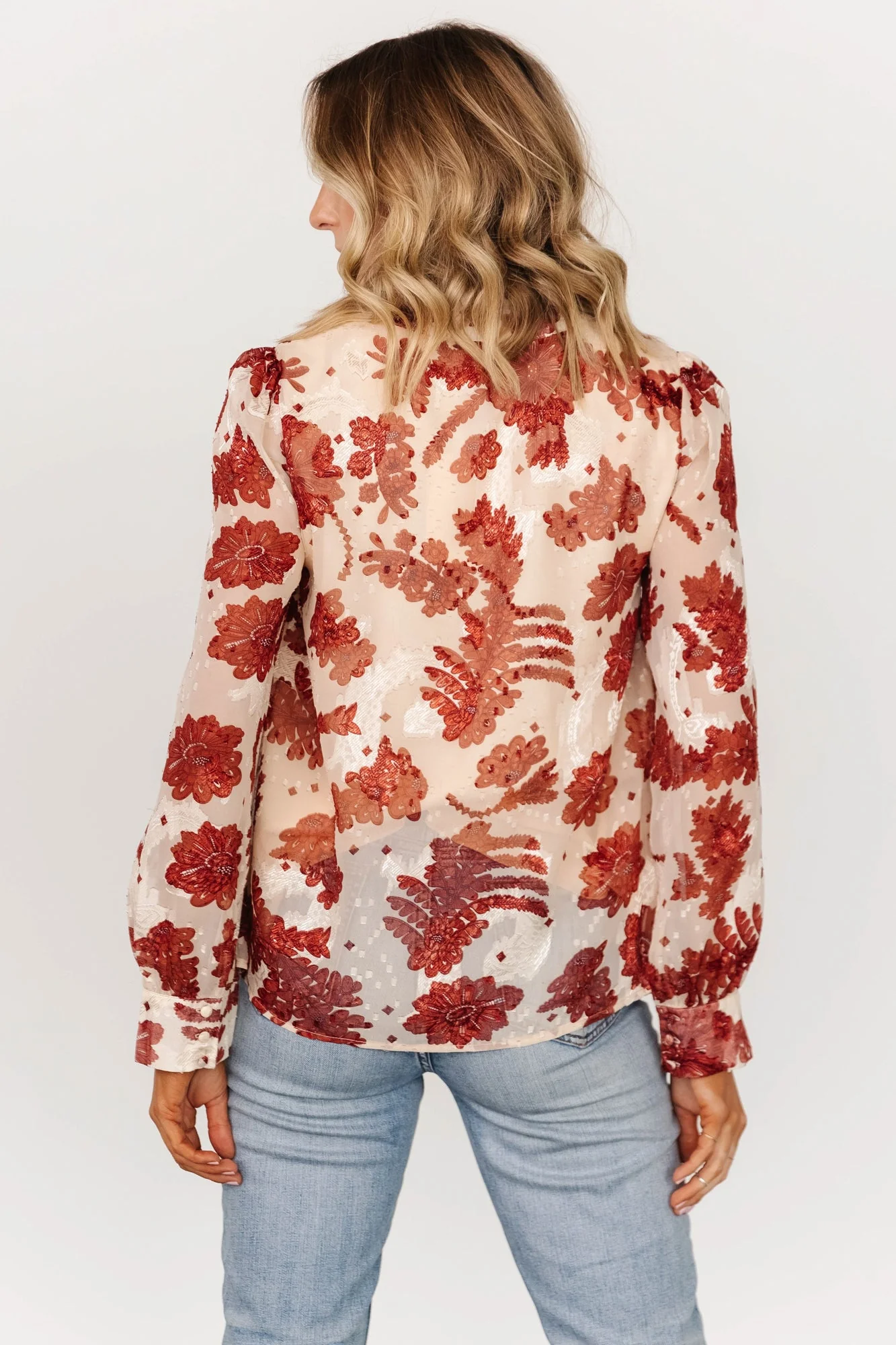 Charlotte Tie Blouse | Cream + Rust