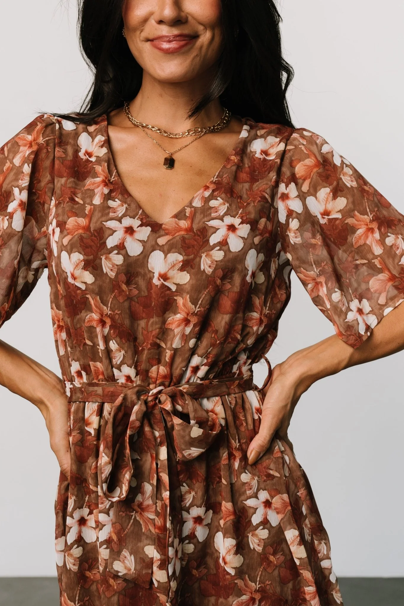Hailey Short Dress | Rust Floral