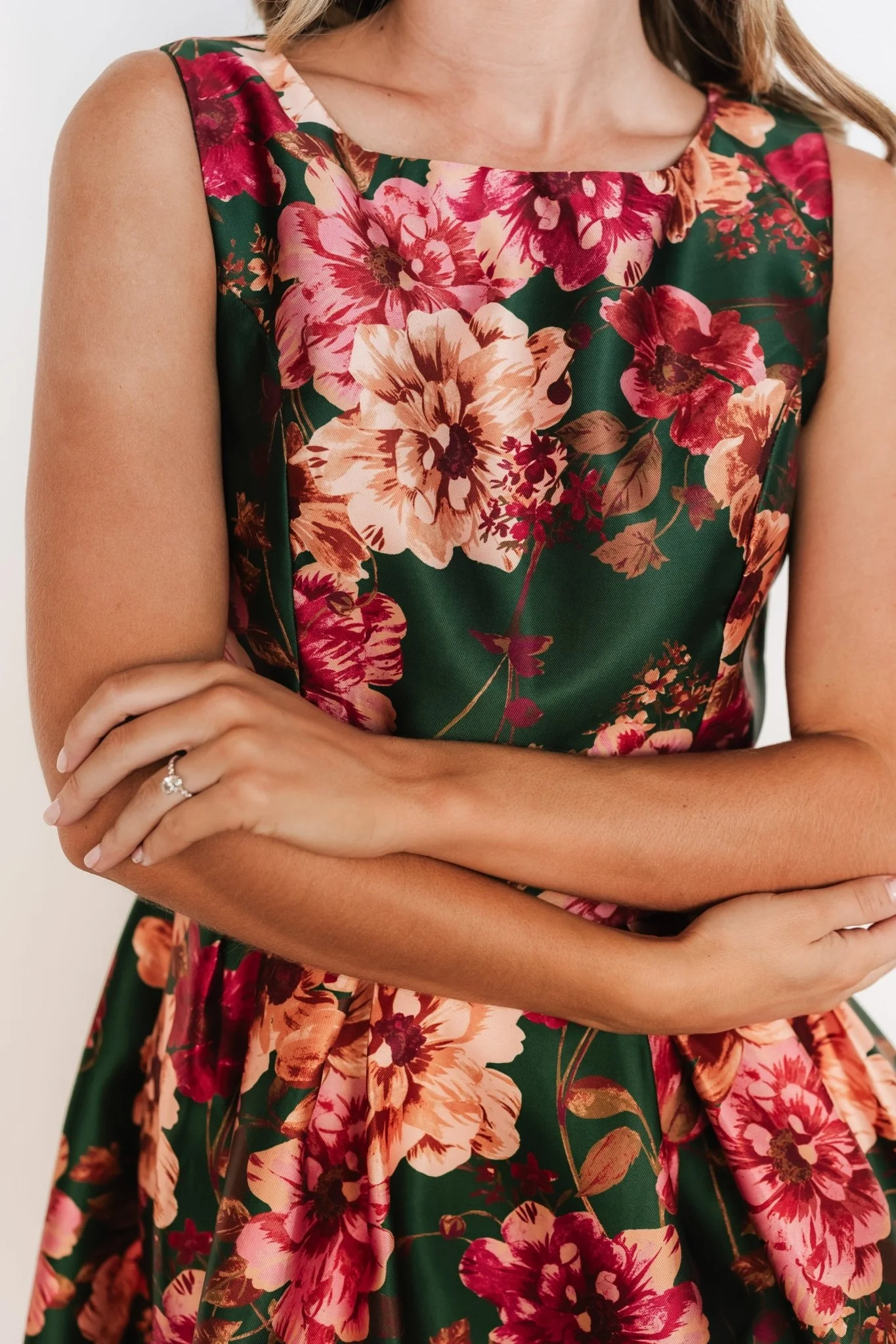 Wendy Sleeveless Dress | Emerald Multi Floral