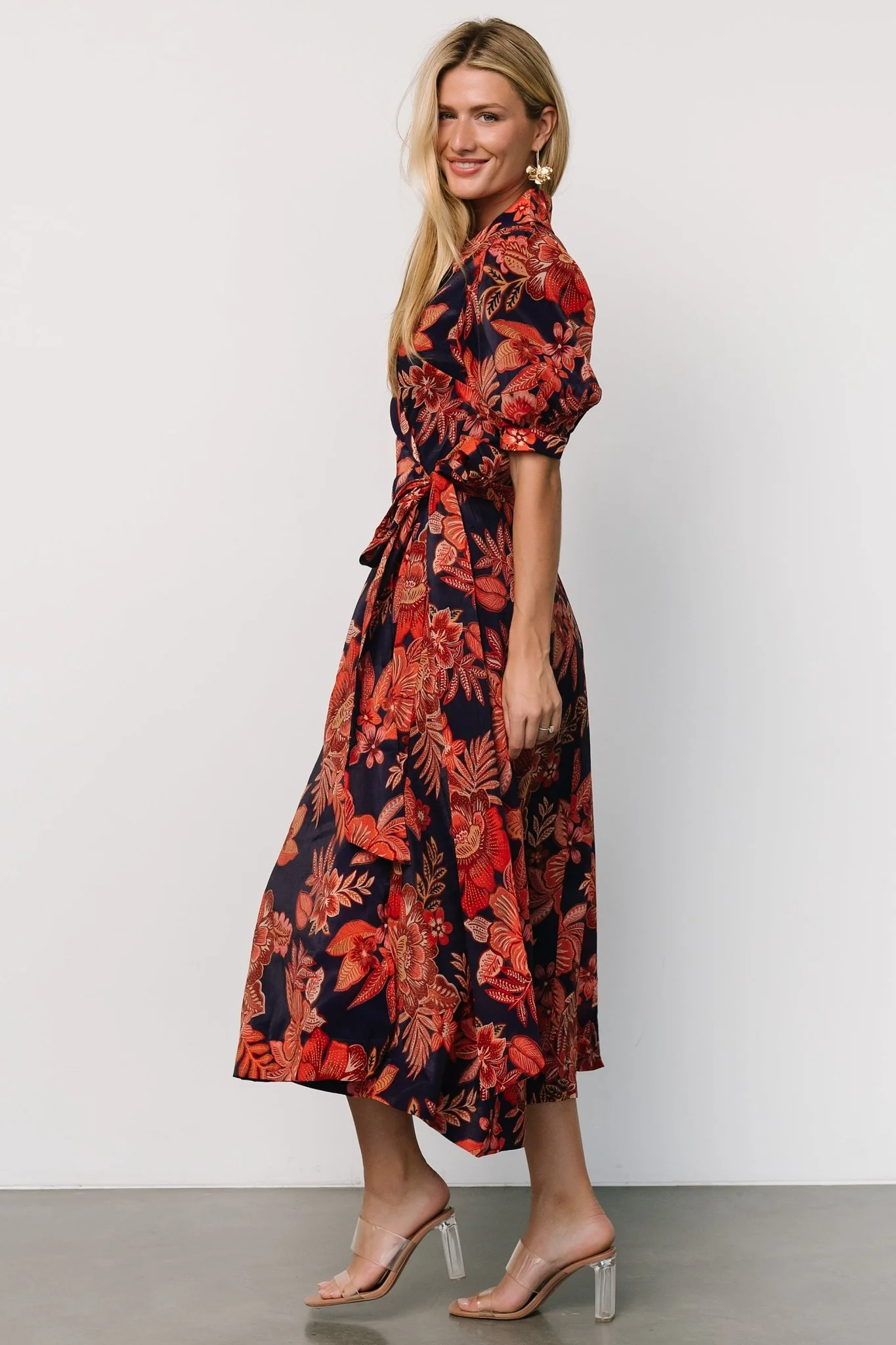 Potenza Wrap Dress | Navy + Rust