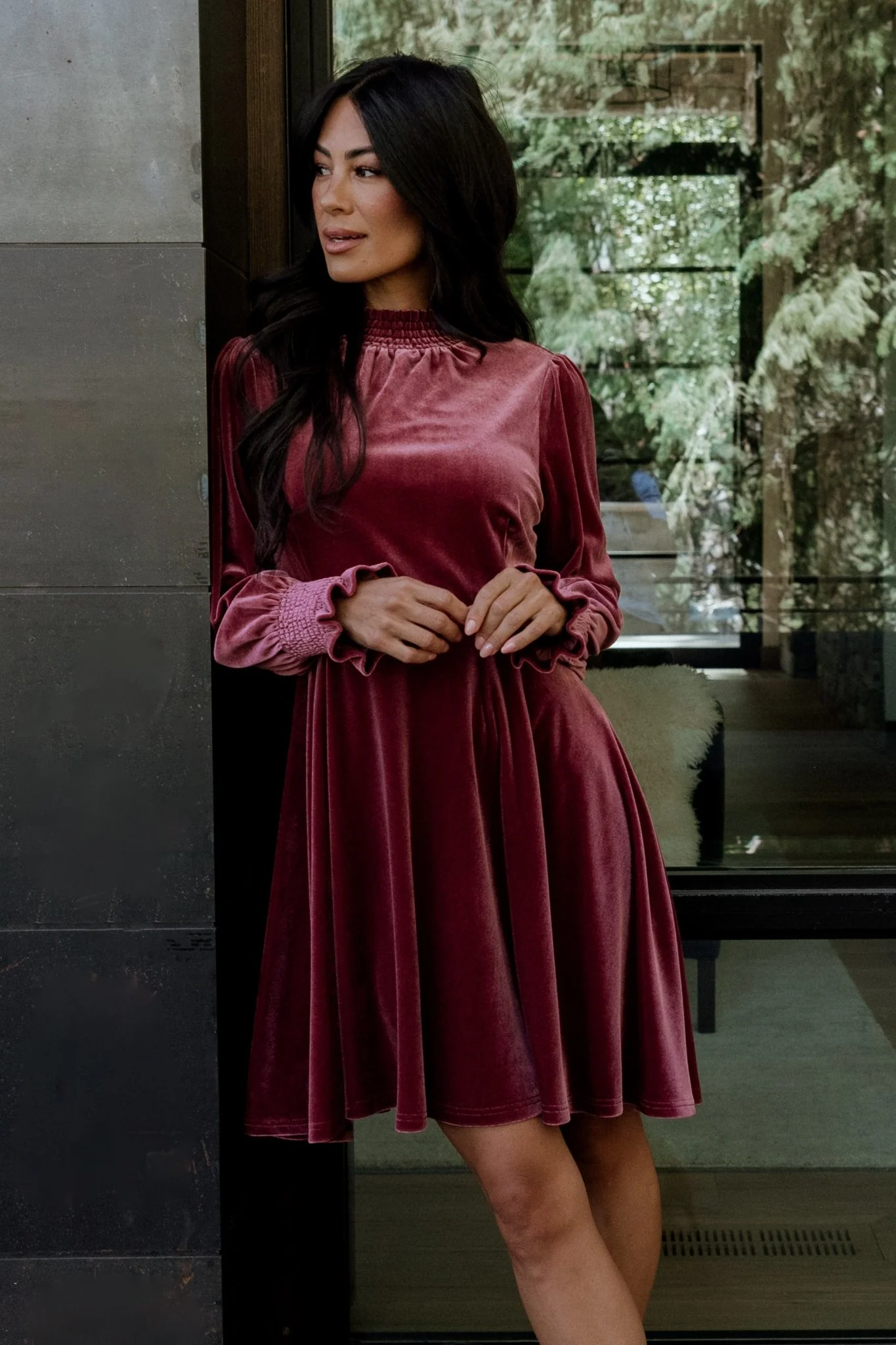 Tina Velvet Short Dress | Mauve