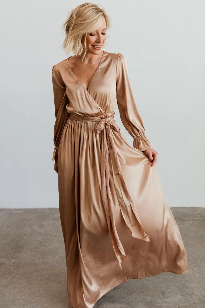 Holly Satin Maxi Dress | Champagne