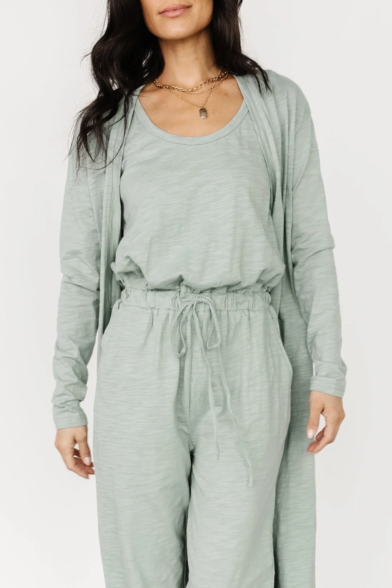 Janae Jumpsuit + Cardigan Set | Sage
