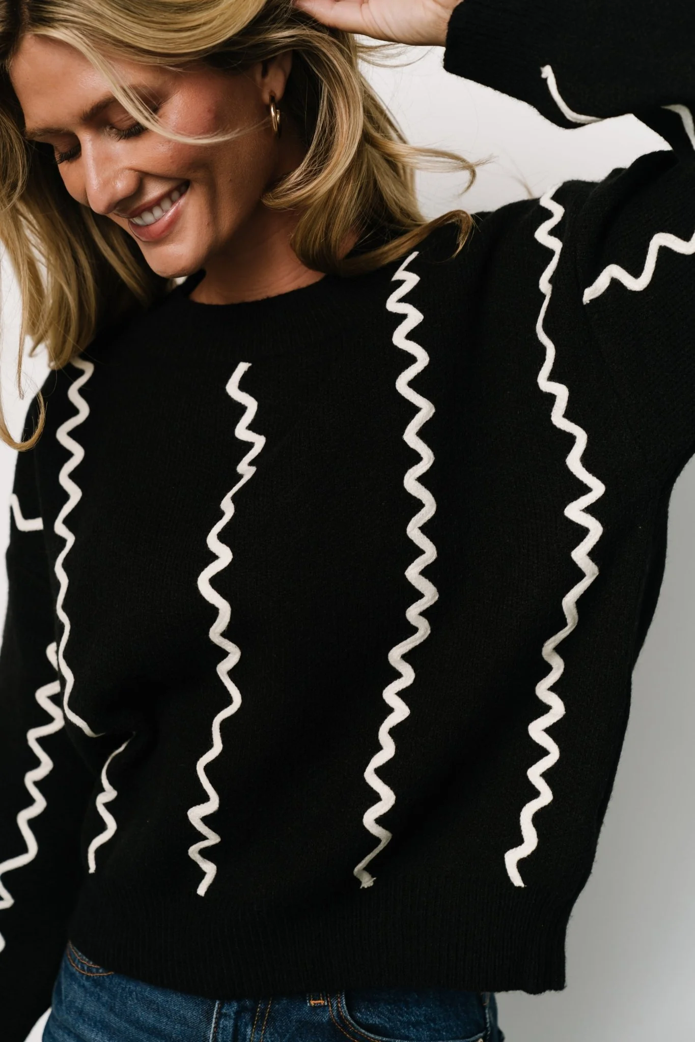 Misha Patterned Sweater | Black
