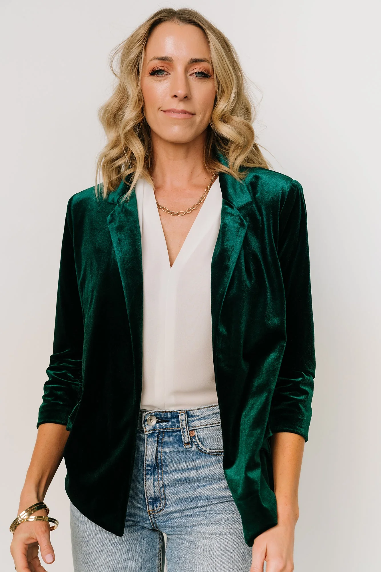 Brinton Velvet Blazer | Dark Green