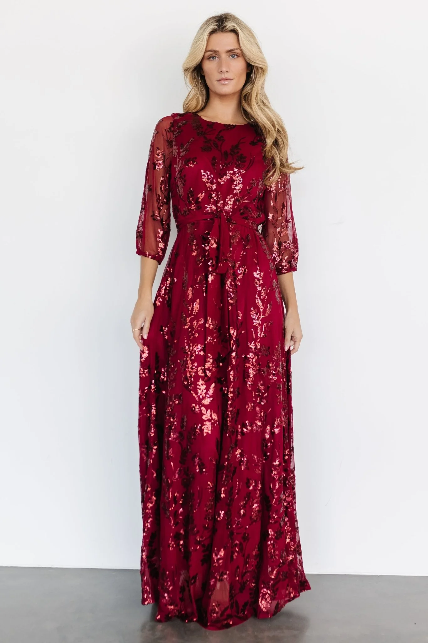 Destiny Sequin Maxi Dress | Wine