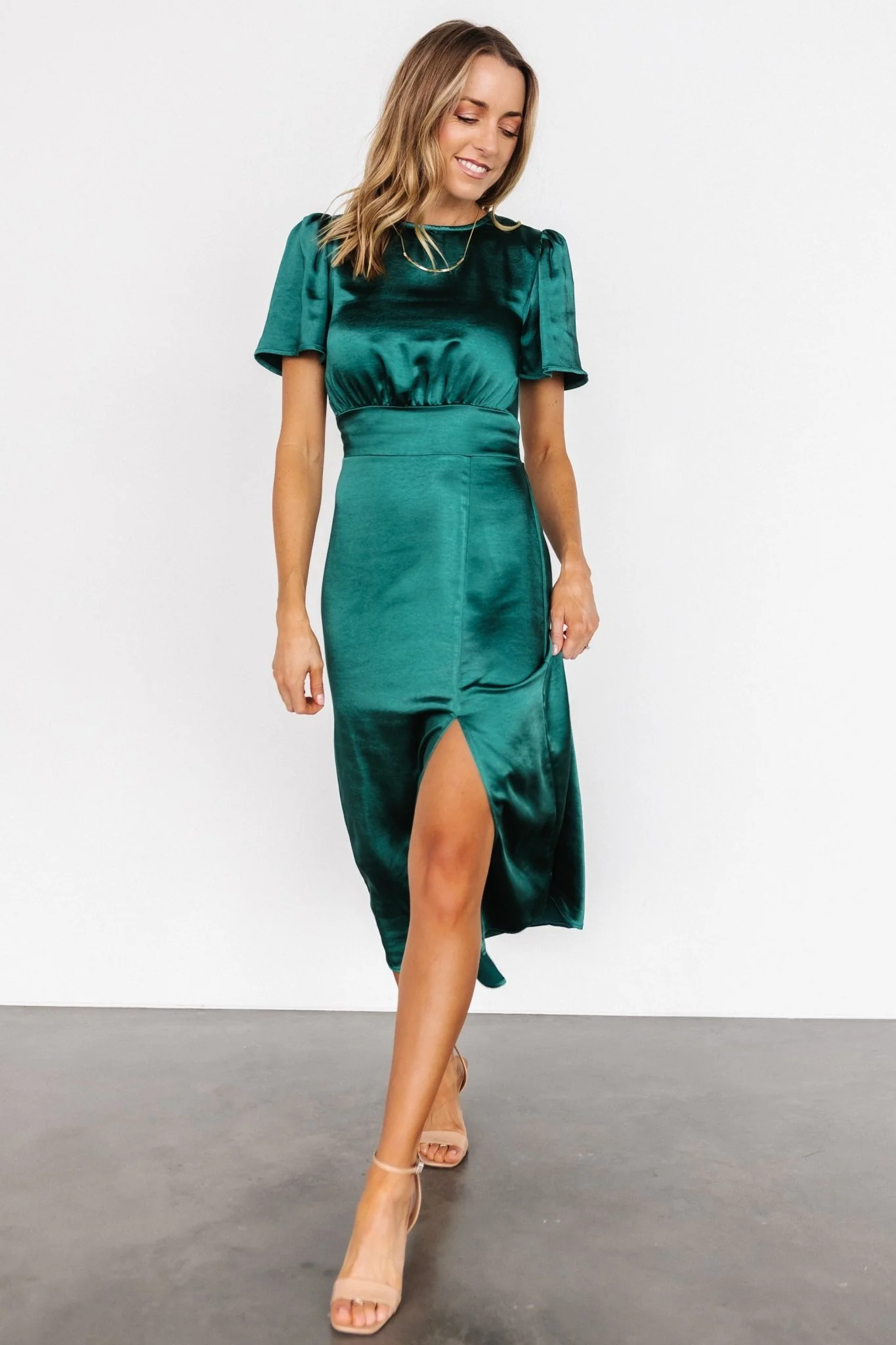 Allie Satin Dress | Emerald
