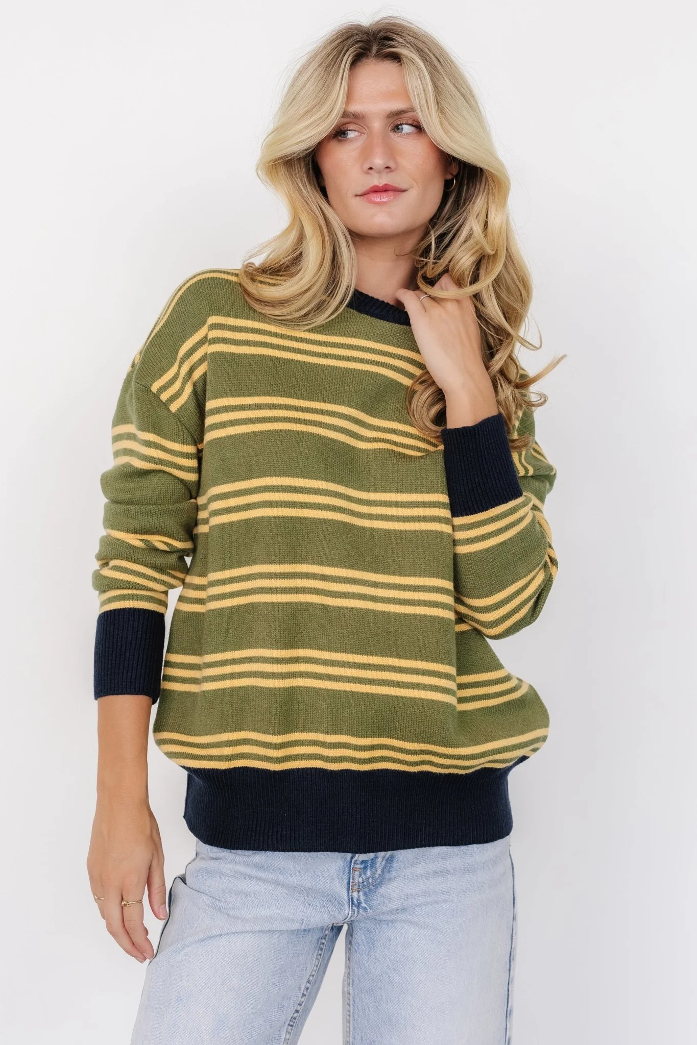 Thomas Striped Sweater | Olive Multi