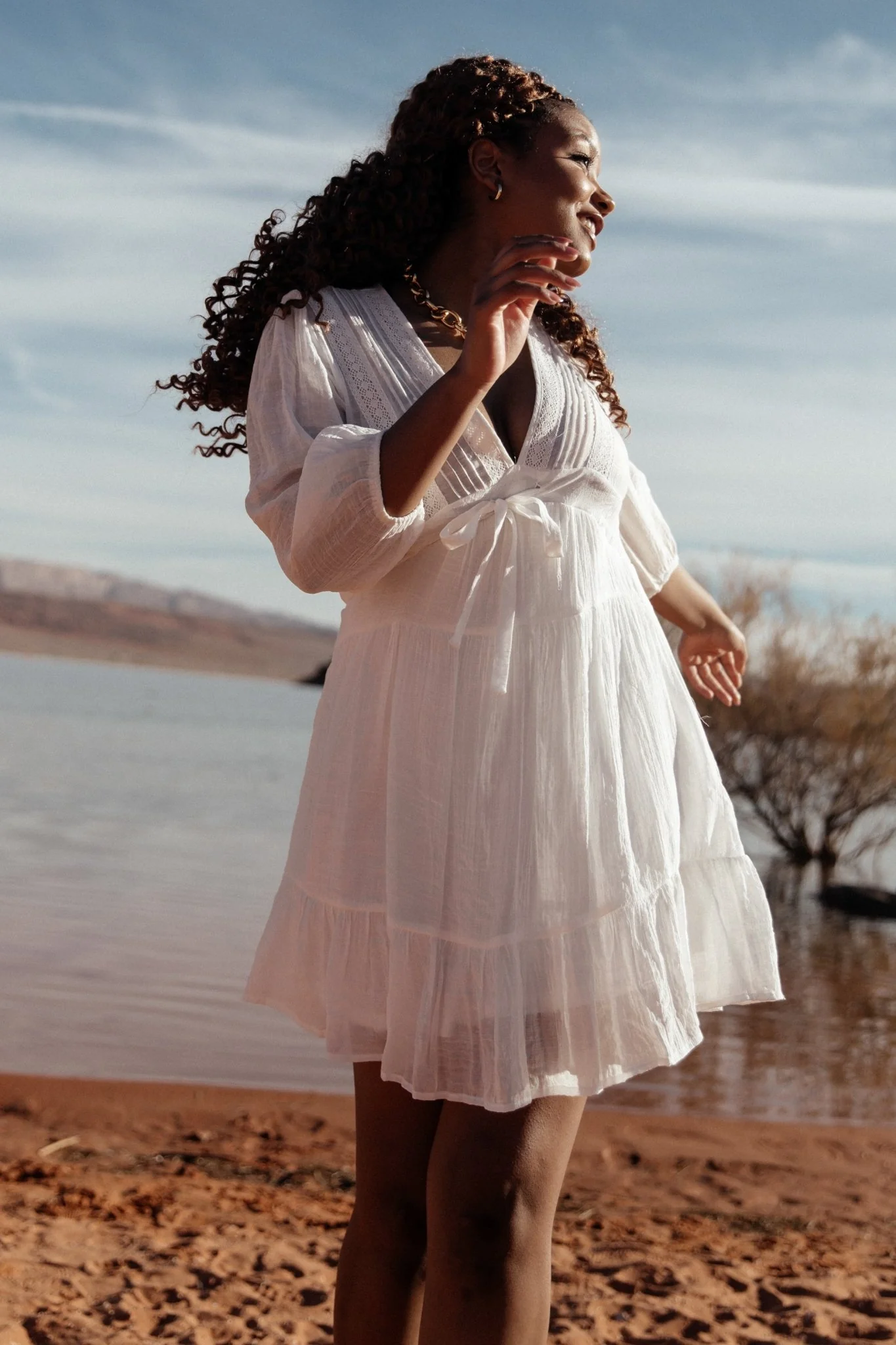 Amelia Boho Mini Dress | Off White