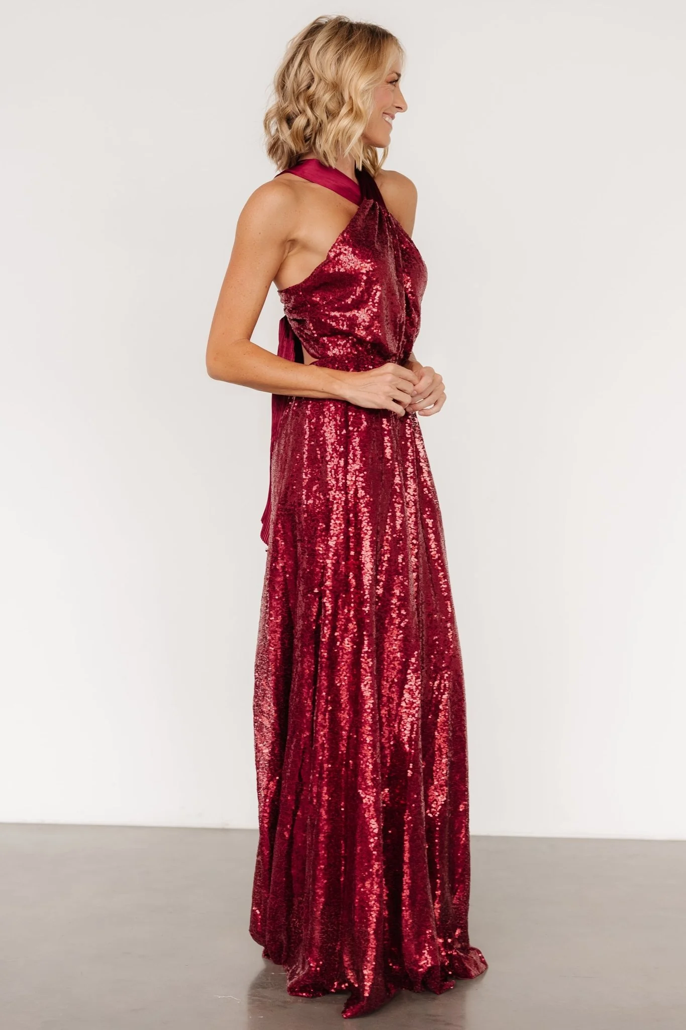 Khai Sequin Maxi Dress | Burgundy