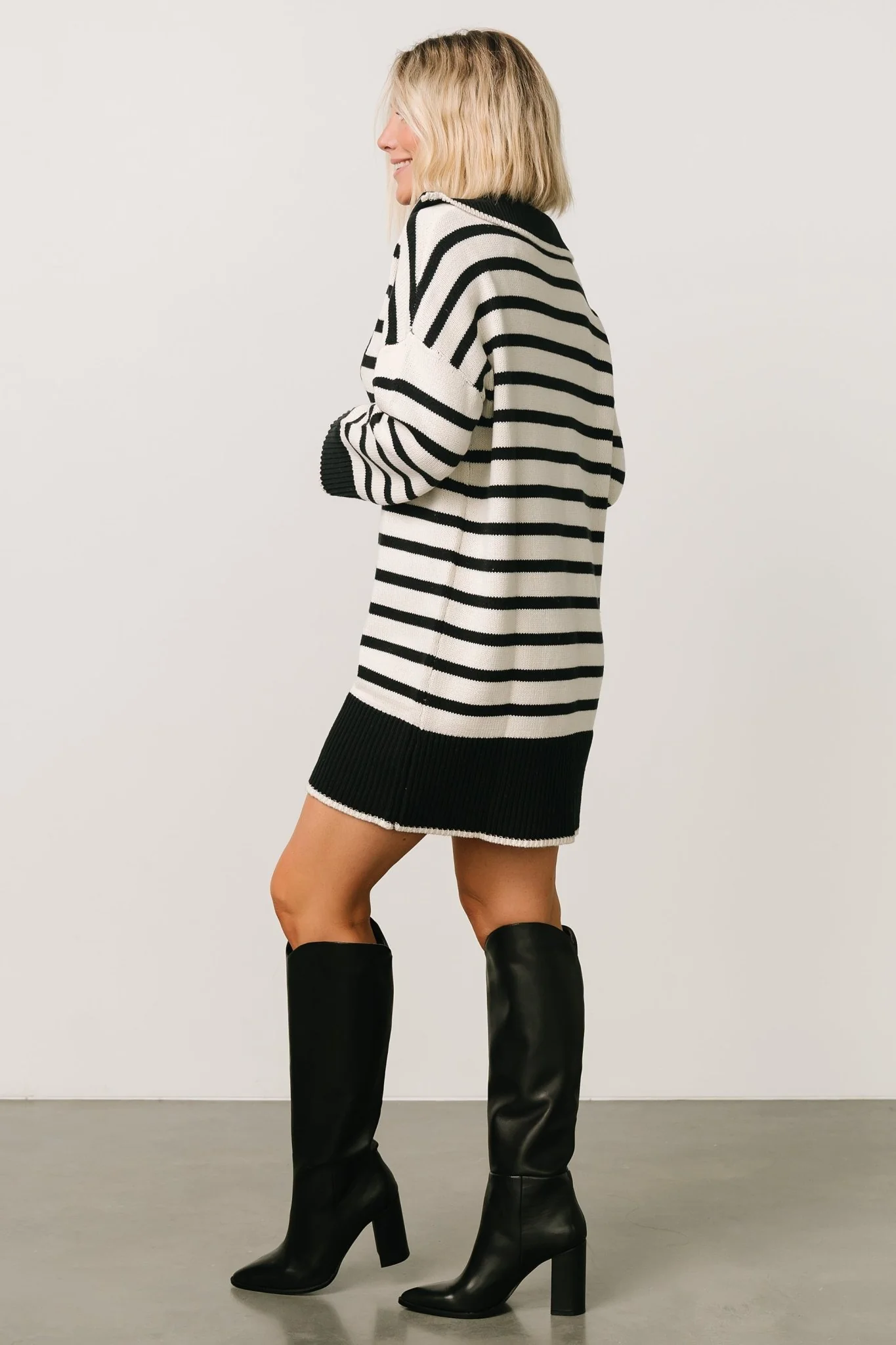 Manon Sweater Dress | Black Stripe