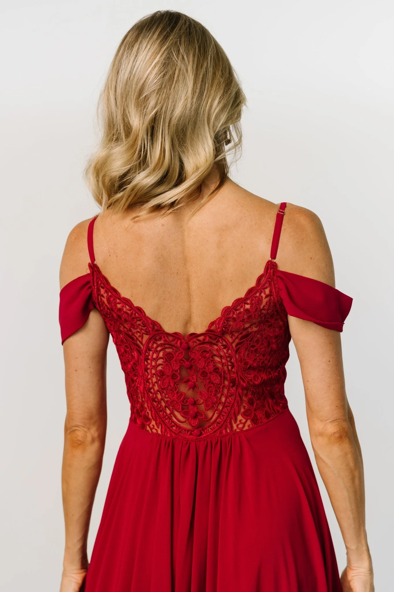 Bianca Lace Maxi Dress | Crimson