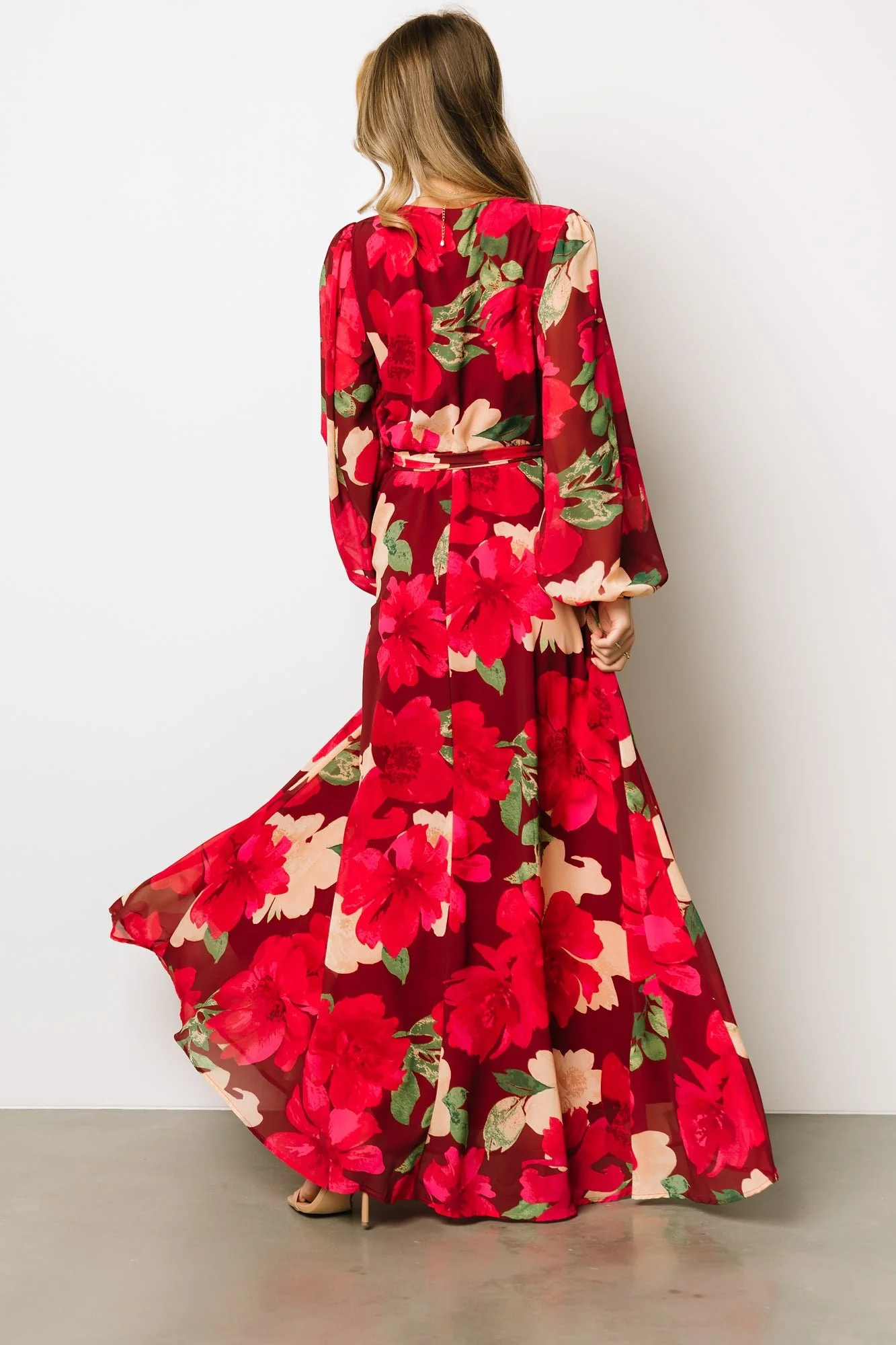 Katinka Wrap Maxi Dress | Burgundy Multi Floral