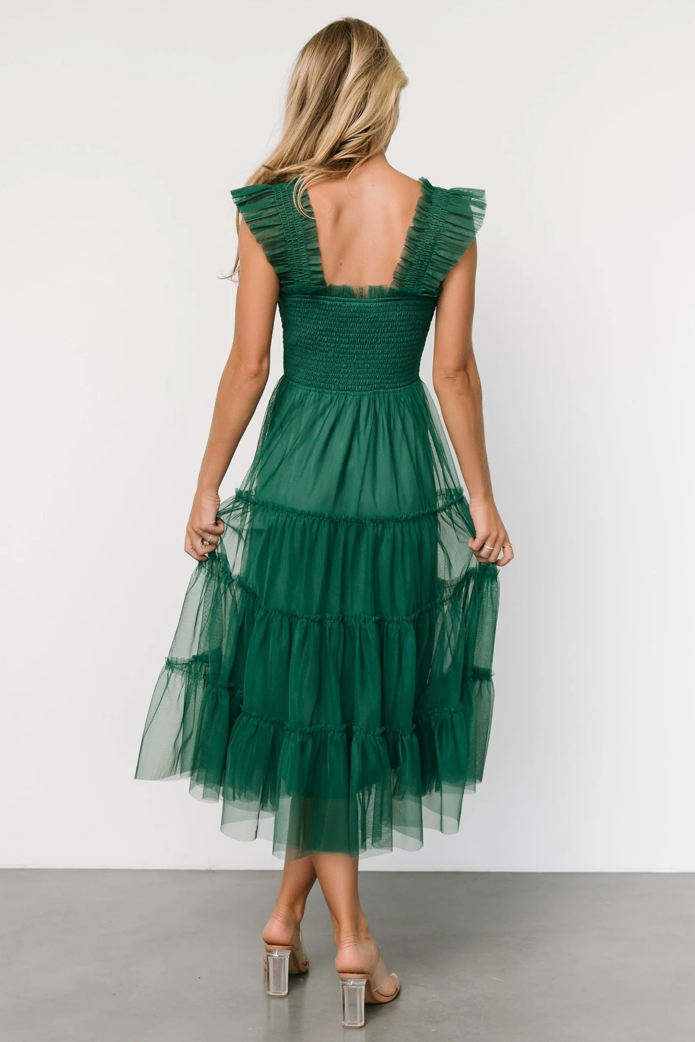 Emma Smocked Tulle Dress | Emerald