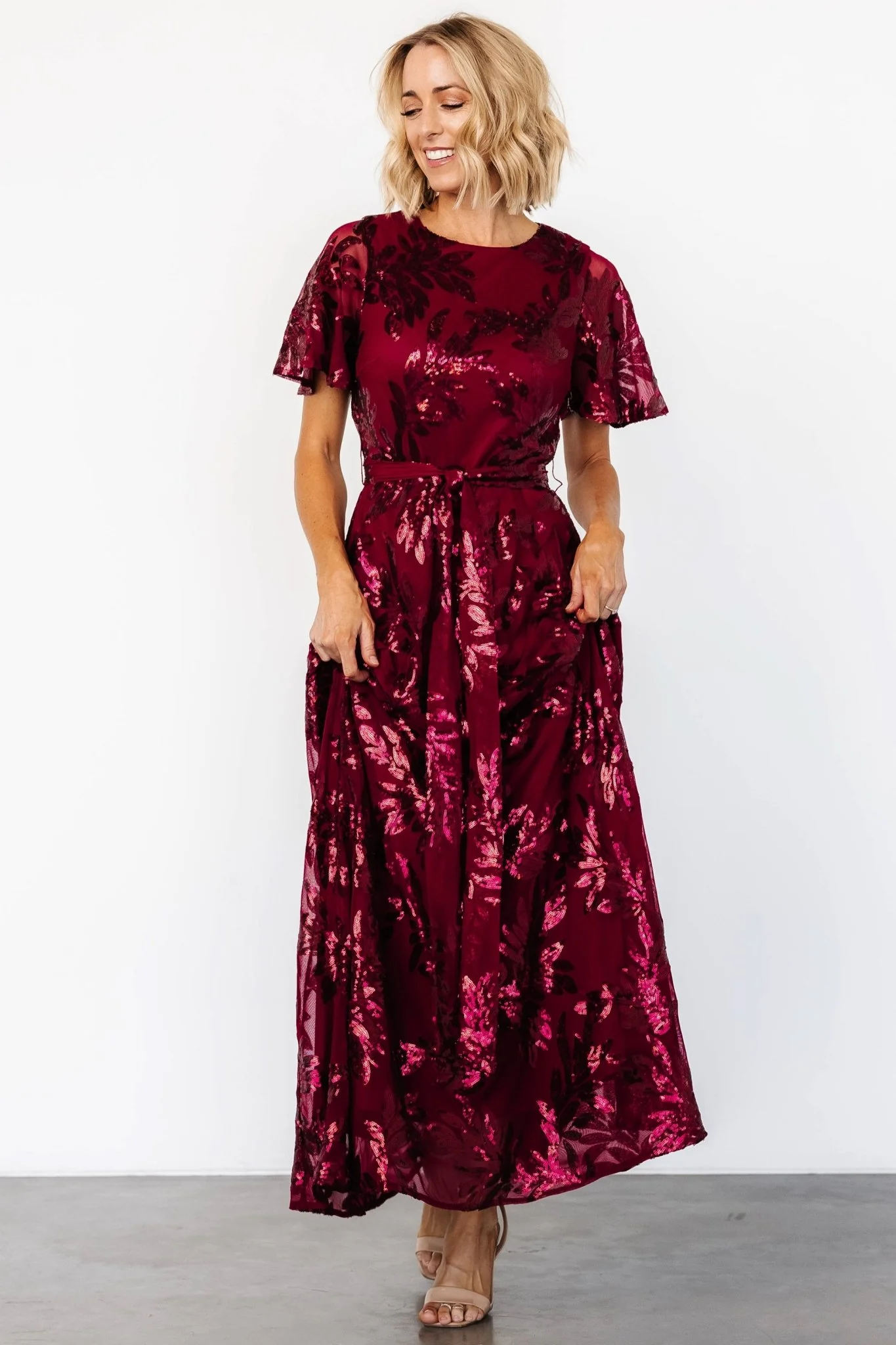 Muse Sequin Maxi Dress | Wine