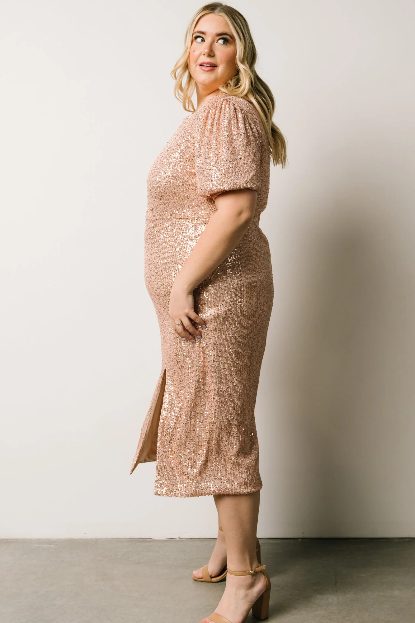 Socorro Sequin Midi Dress | Champagne