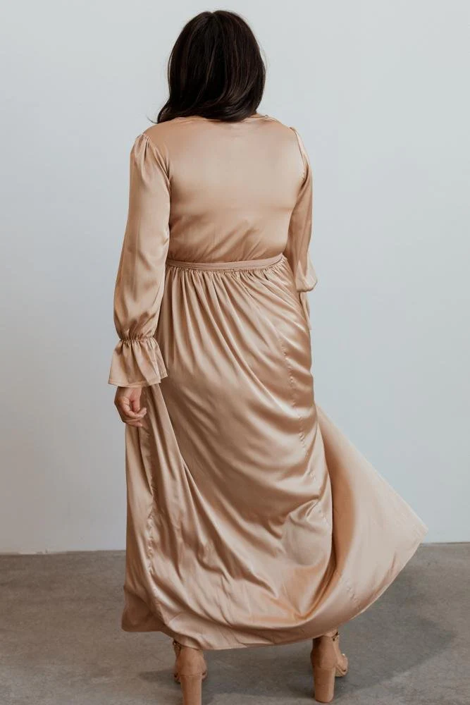 Holly Satin Maxi Dress | Champagne