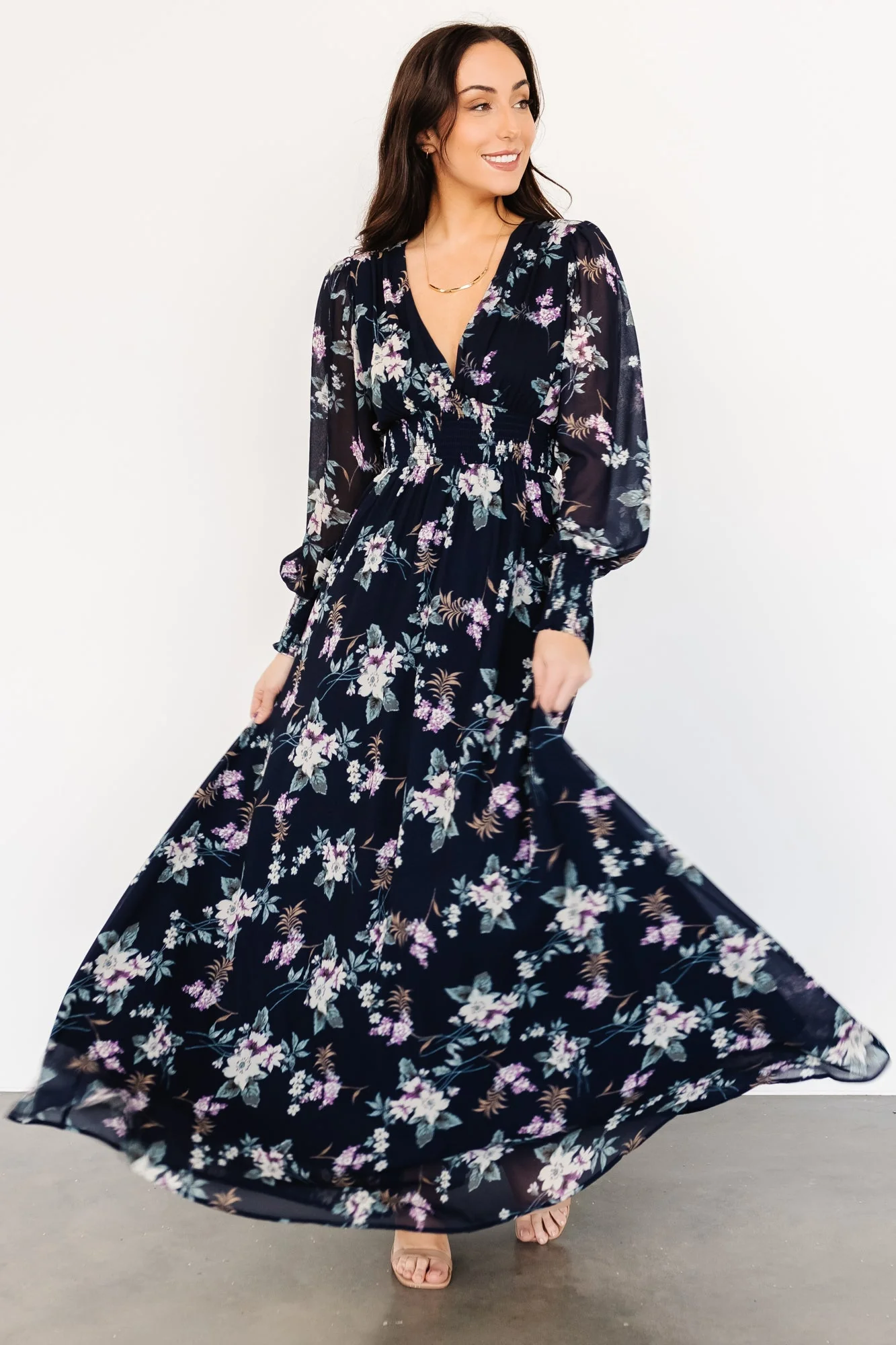 Olivia Maxi Dress | Navy Garden Floral