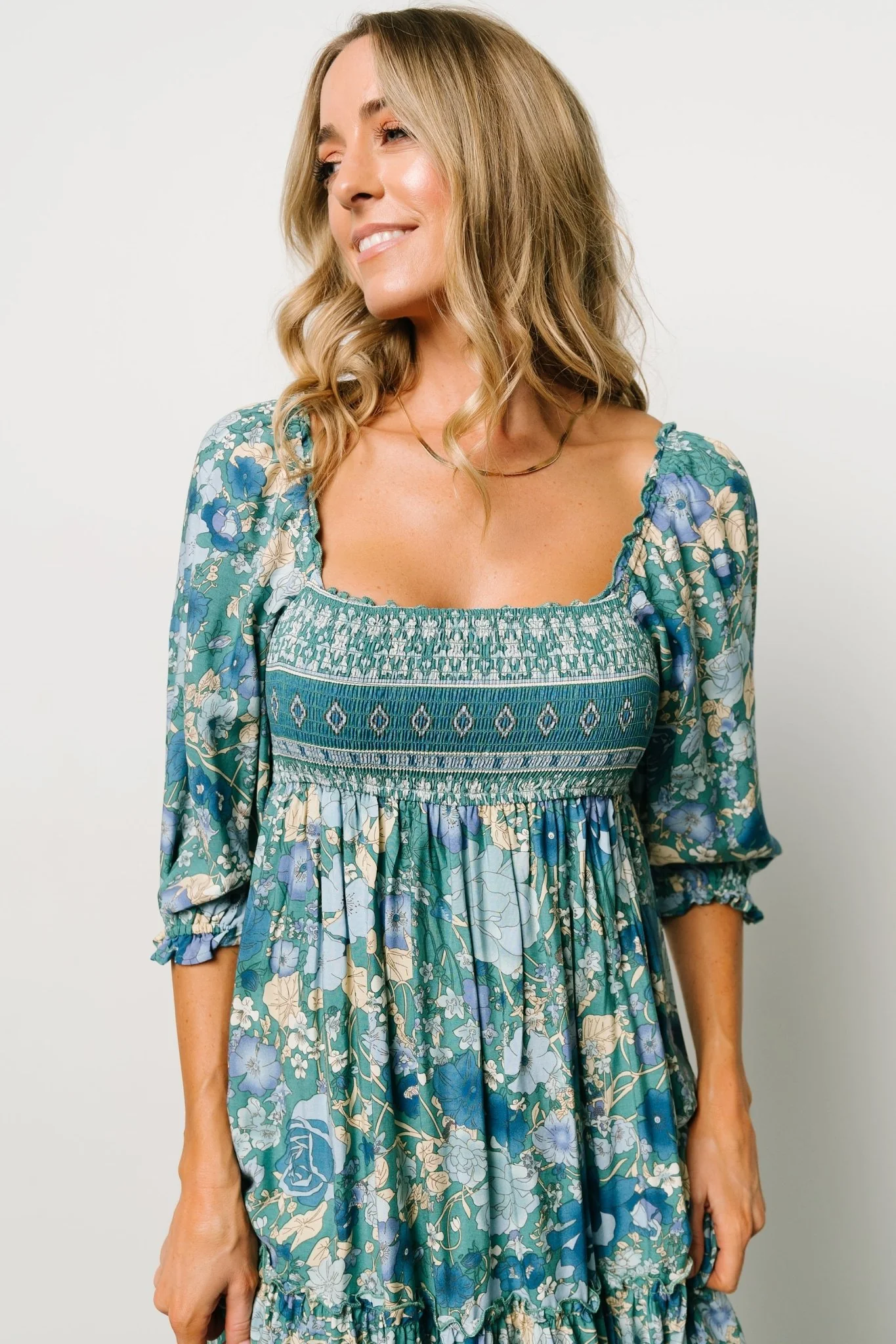 Shanna Tiered Dress | Emerald Multi