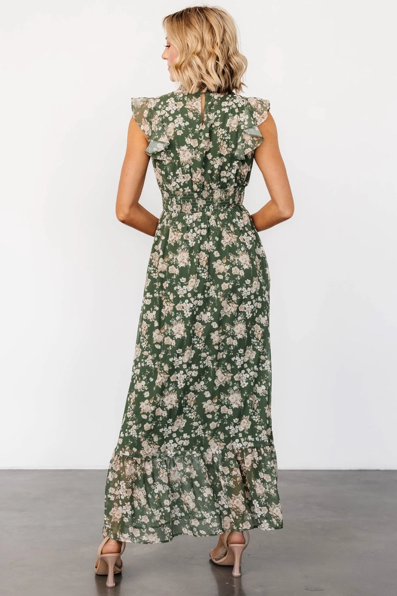 Kearny Ruffle Maxi Dress | Olive Floral