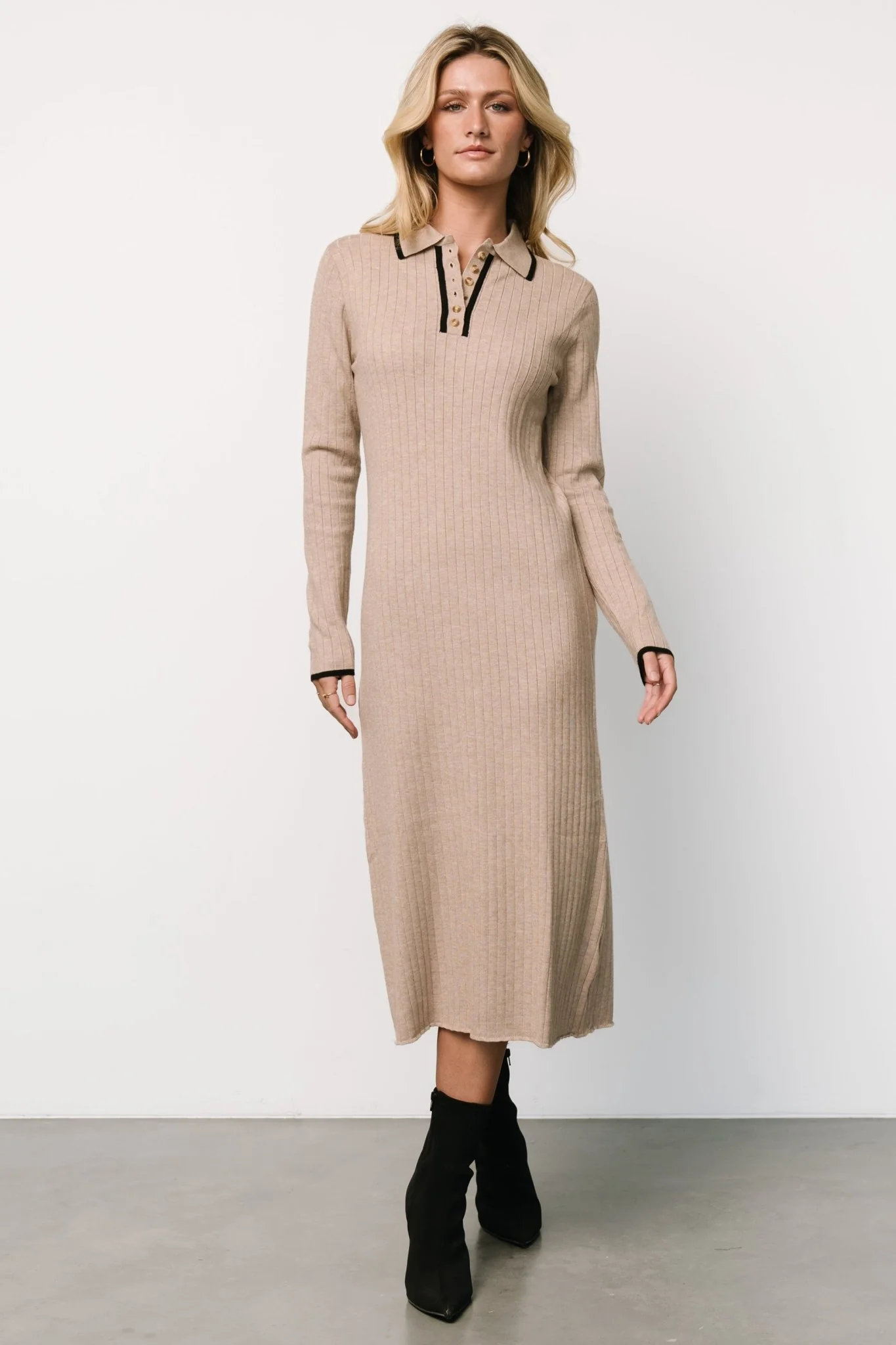 Shantel Polo Dress | Taupe + Black