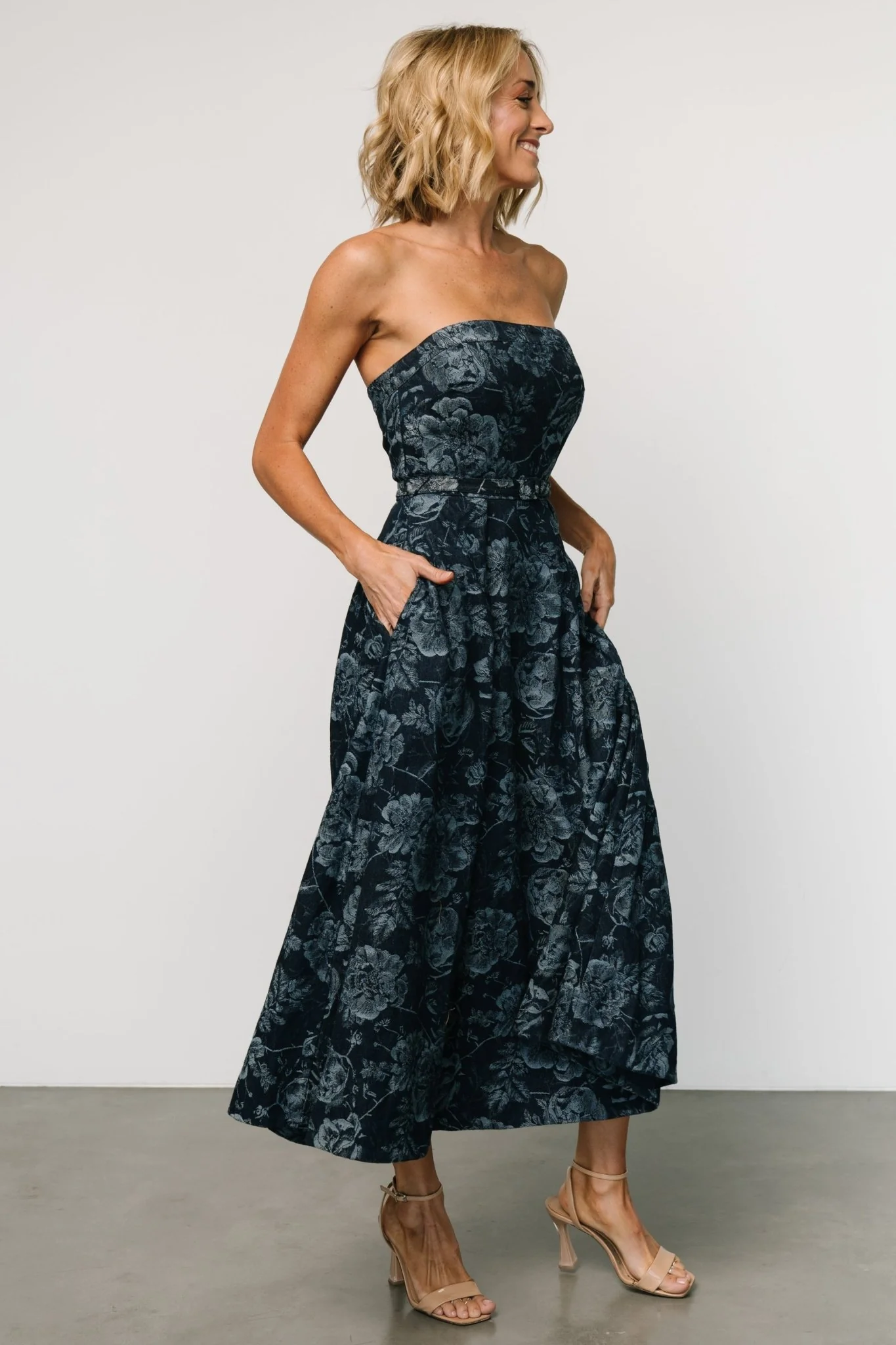 Darlene Strapless Denim Dress | Dark Blue