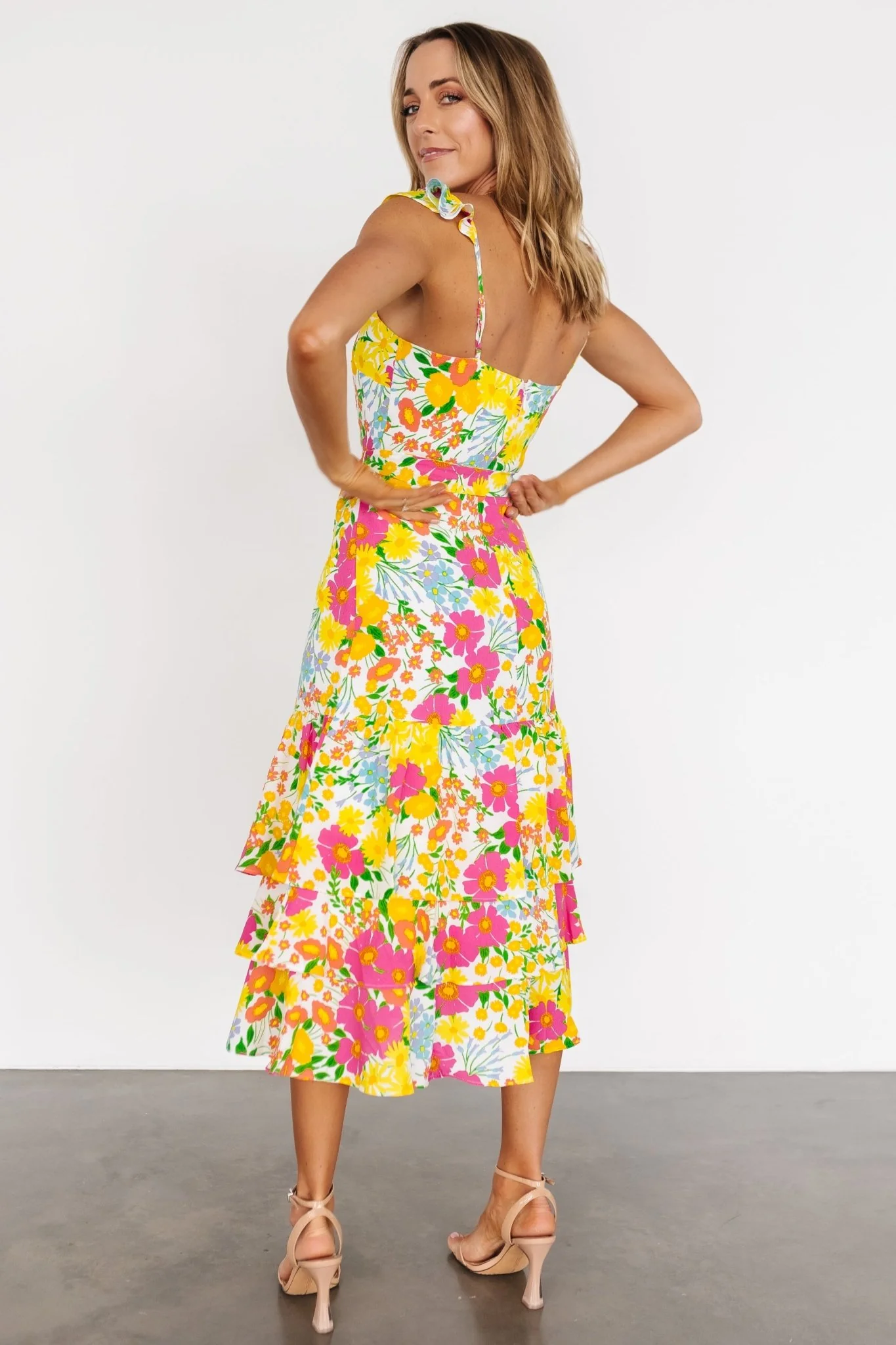 Dani Ruffle Tiered Midi Dress | Multi Floral