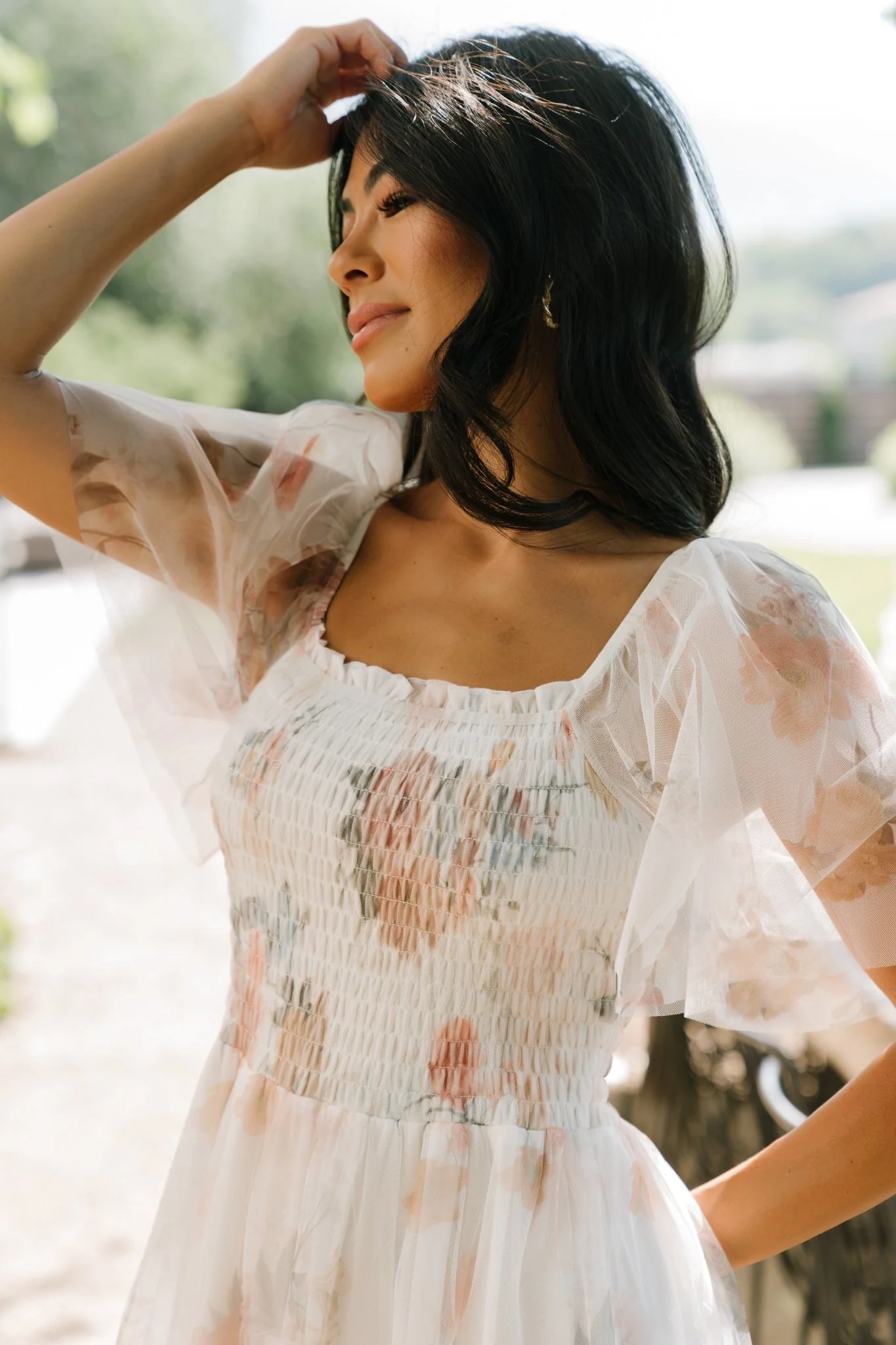 Cassandra Tulle Maxi Dress | White Multi