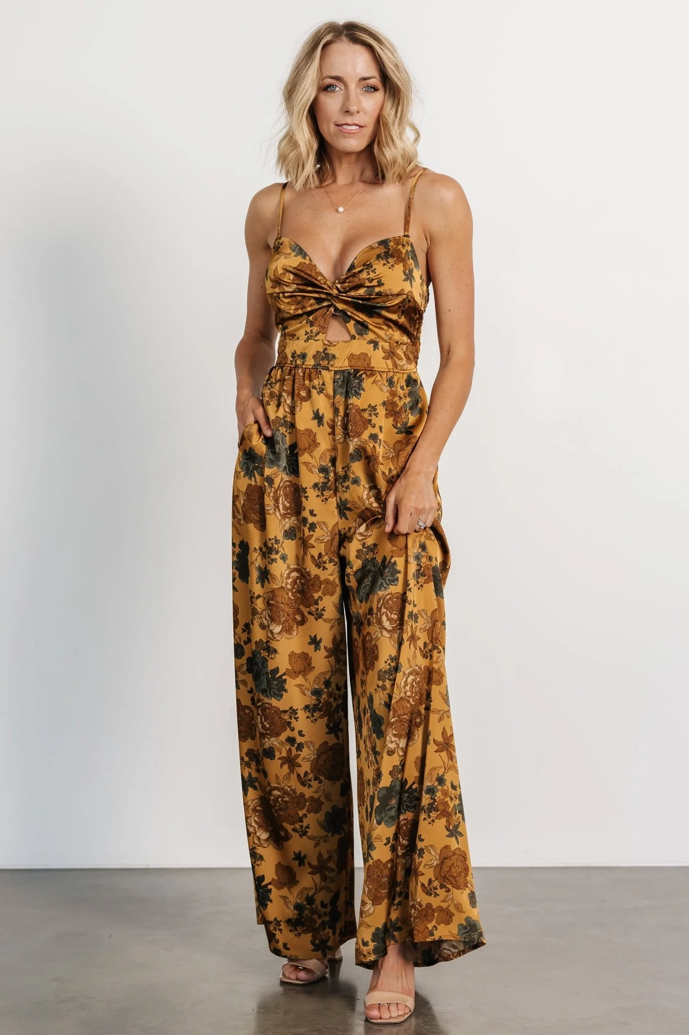 Khloe Wide Leg Jumpsuit | Gold Multi