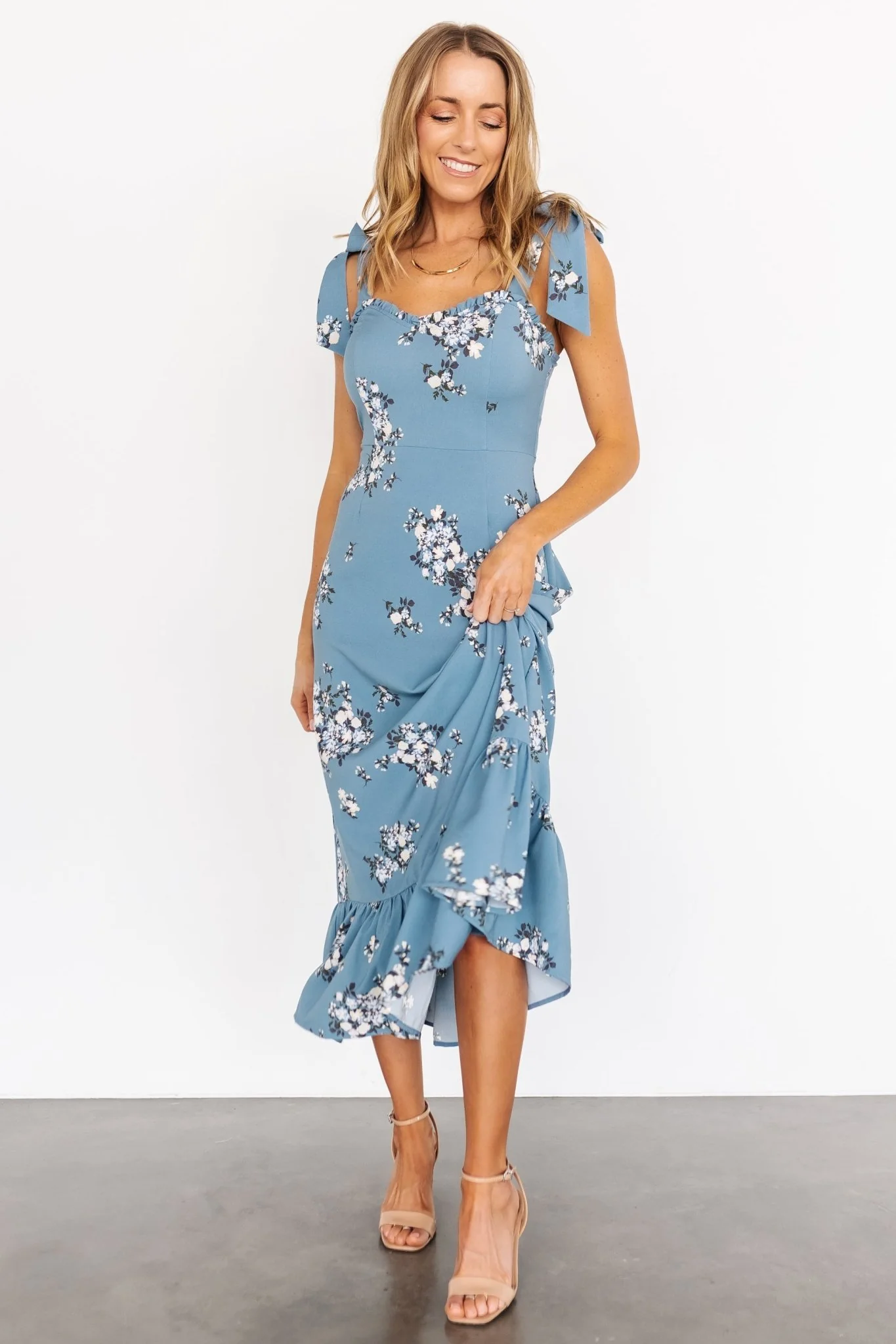 Krissy Midi Dress | Dusty Blue Floral