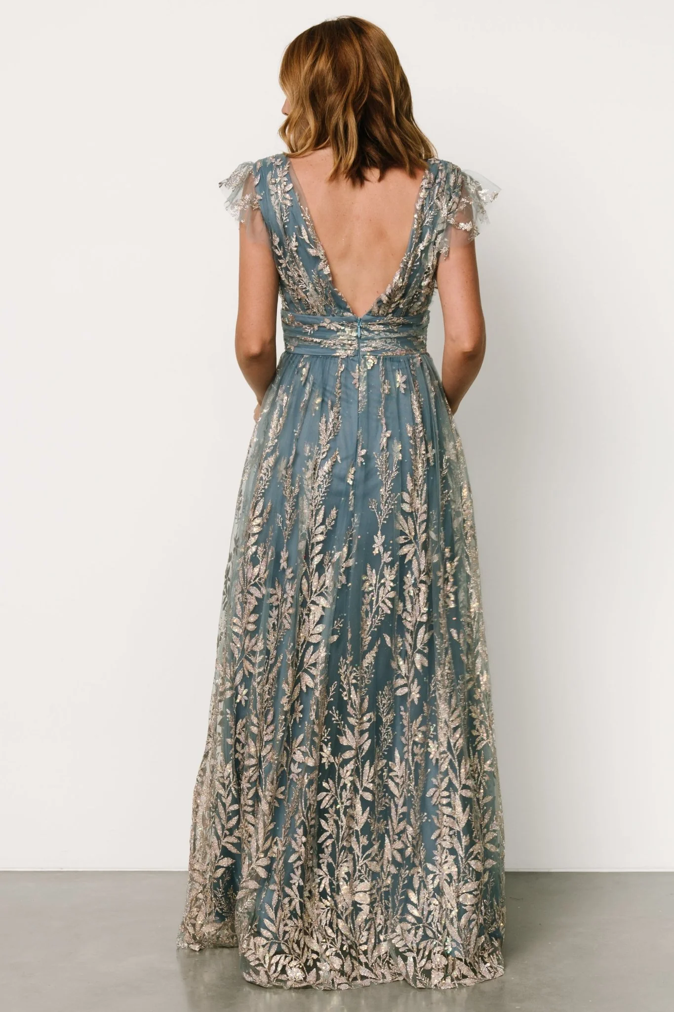 Karina Shimmer Gown | Blue + Rose Gold