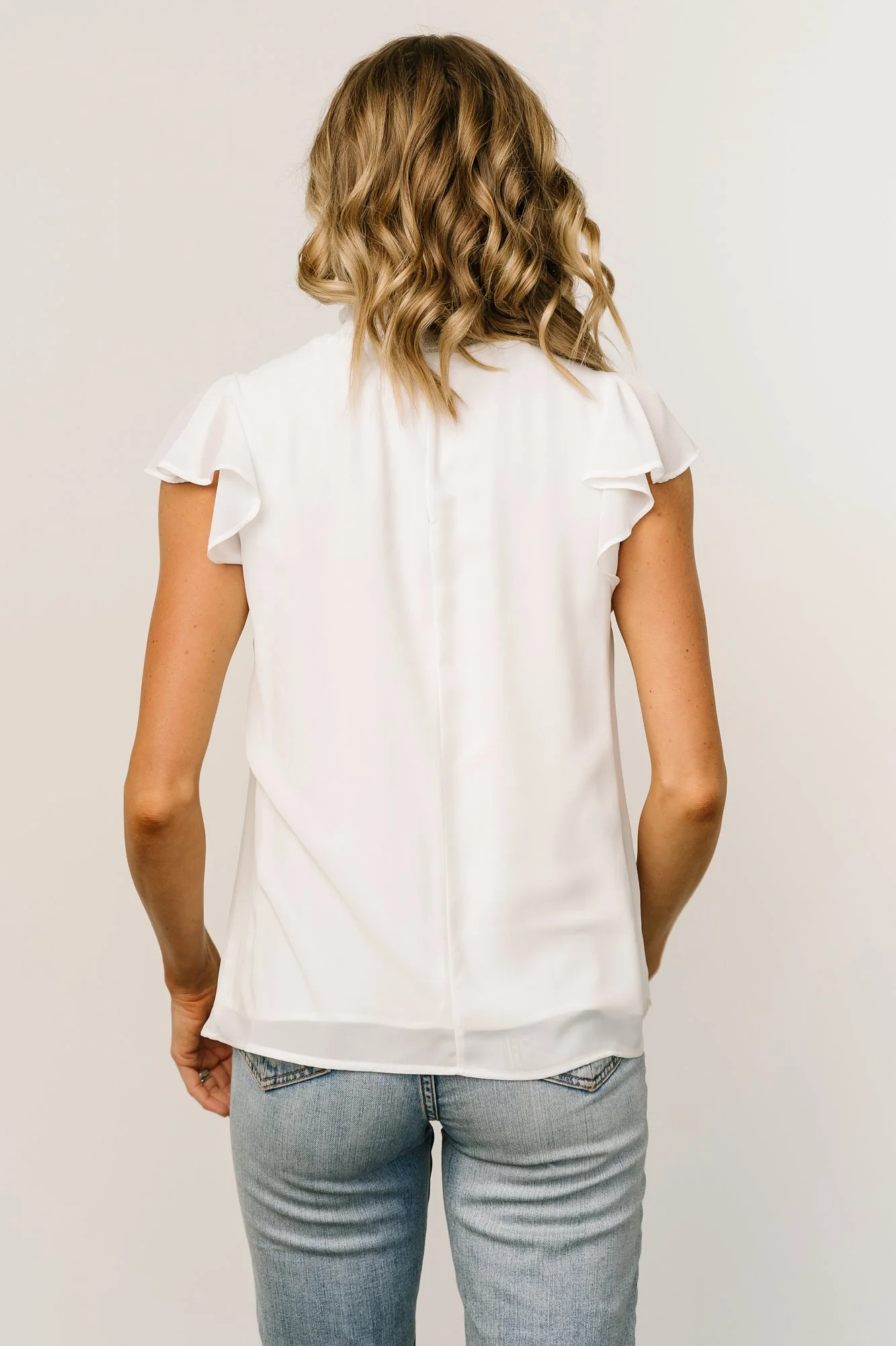 Leah Mock Neck Top | Off White
