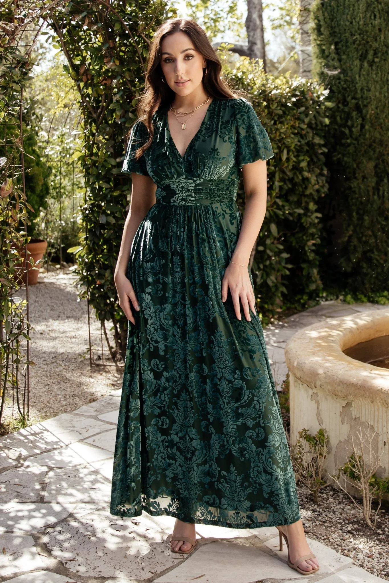 Leslie Velvet Maxi Dress | Pine