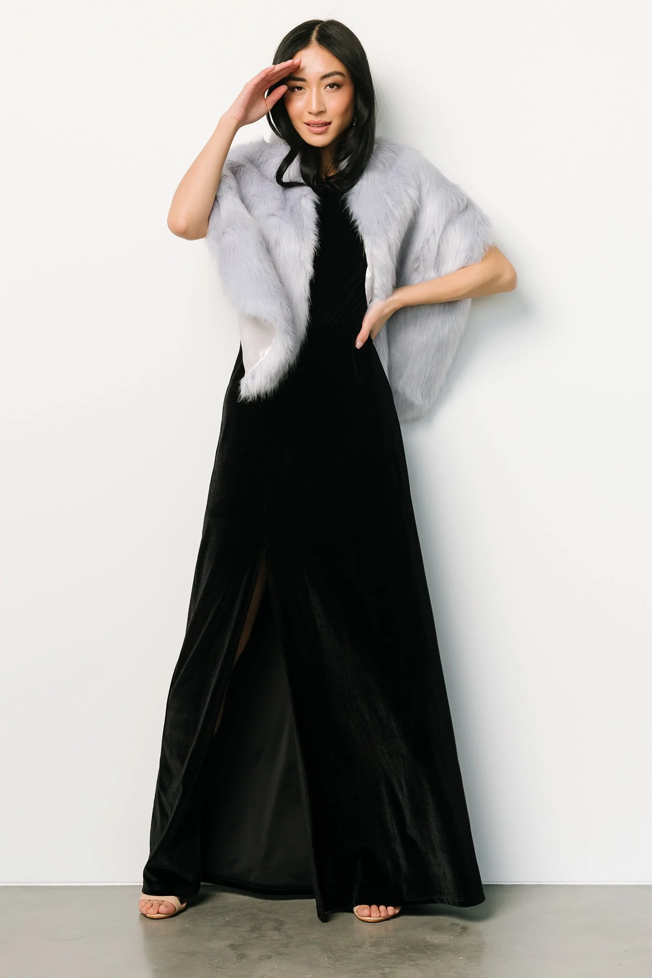 Jovie Faux Fur Shawl | Powder Blue