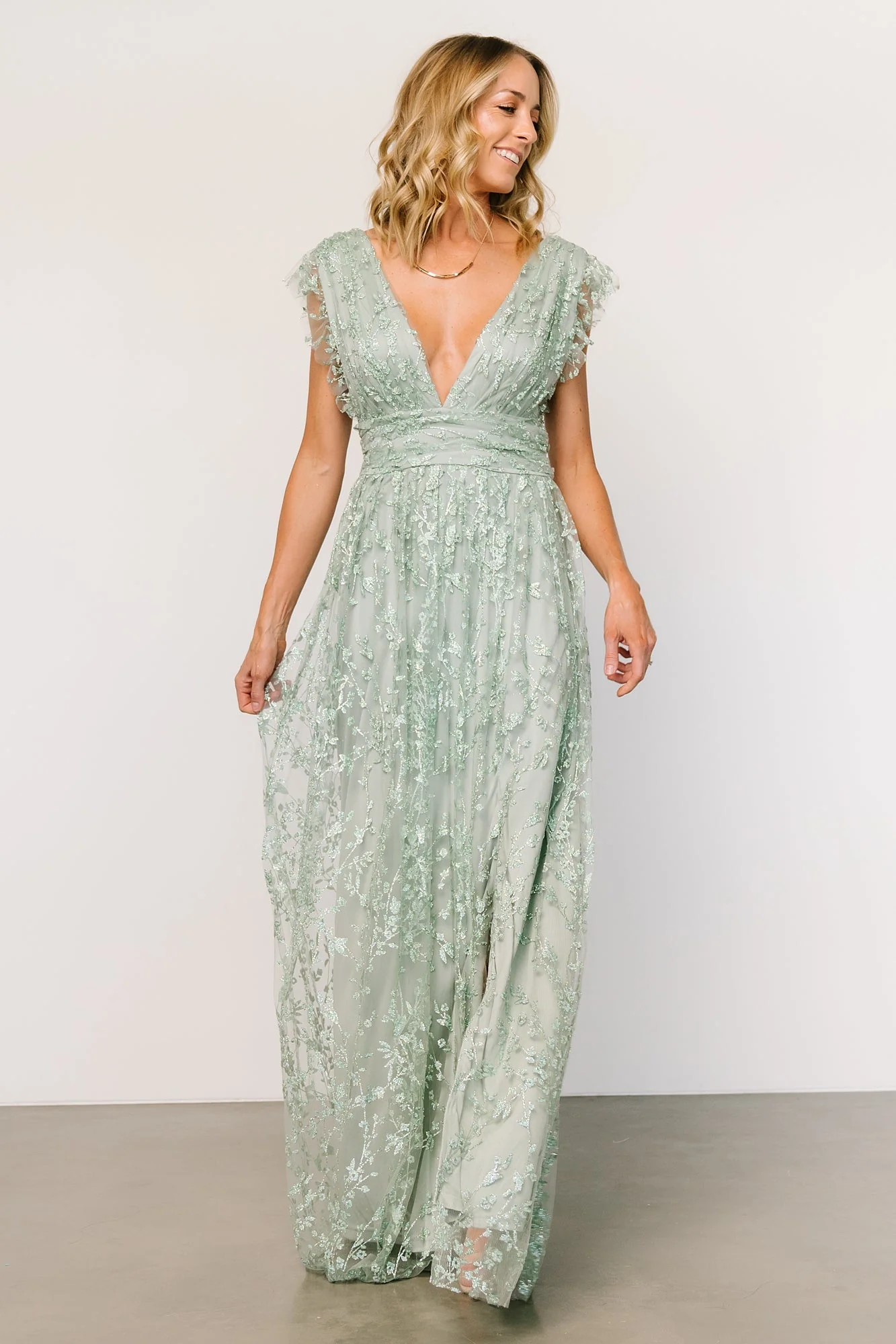 Arlene Shimmer Gown | Sage
