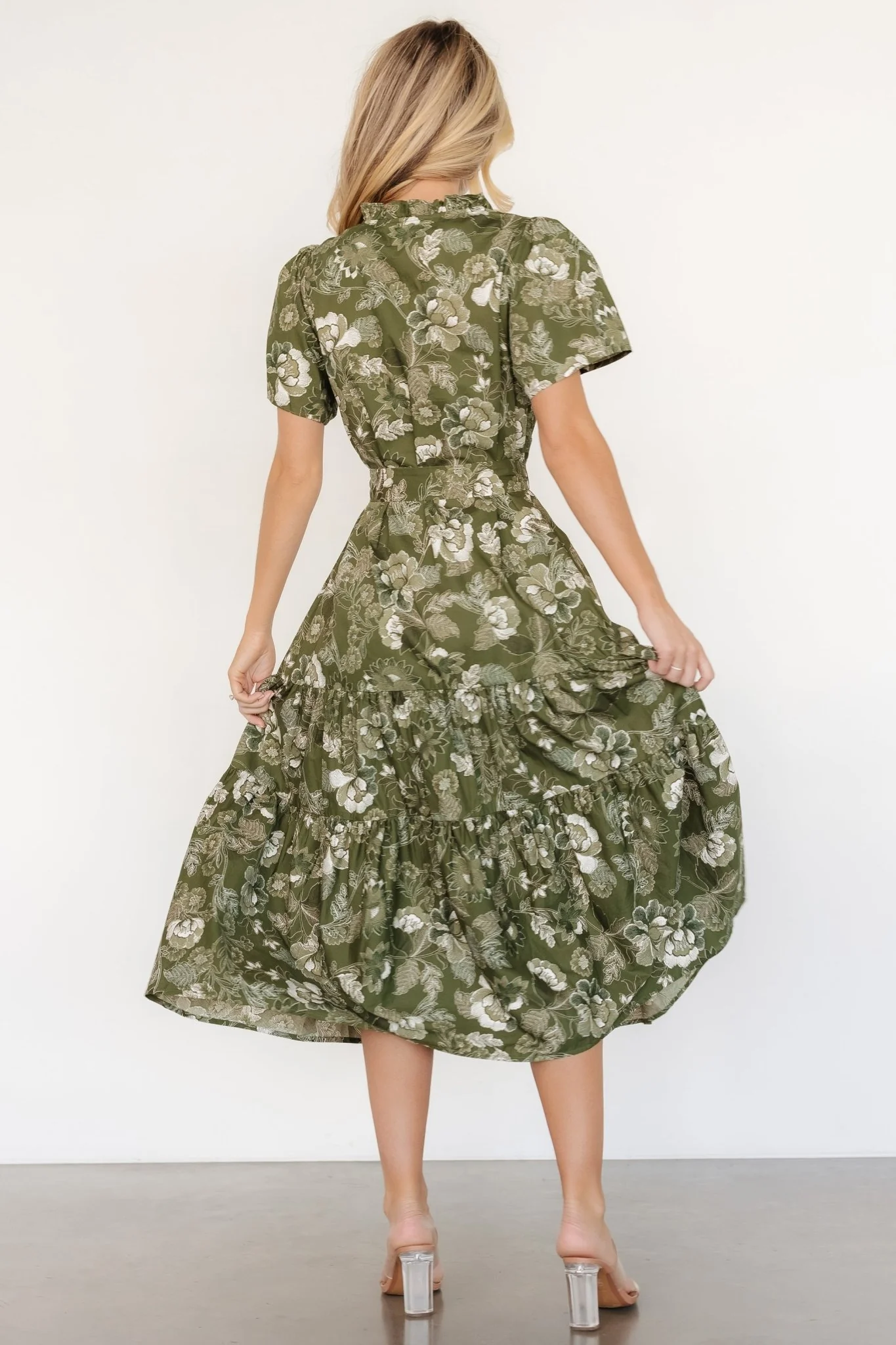 Adara Midi Dress | Olive Floral