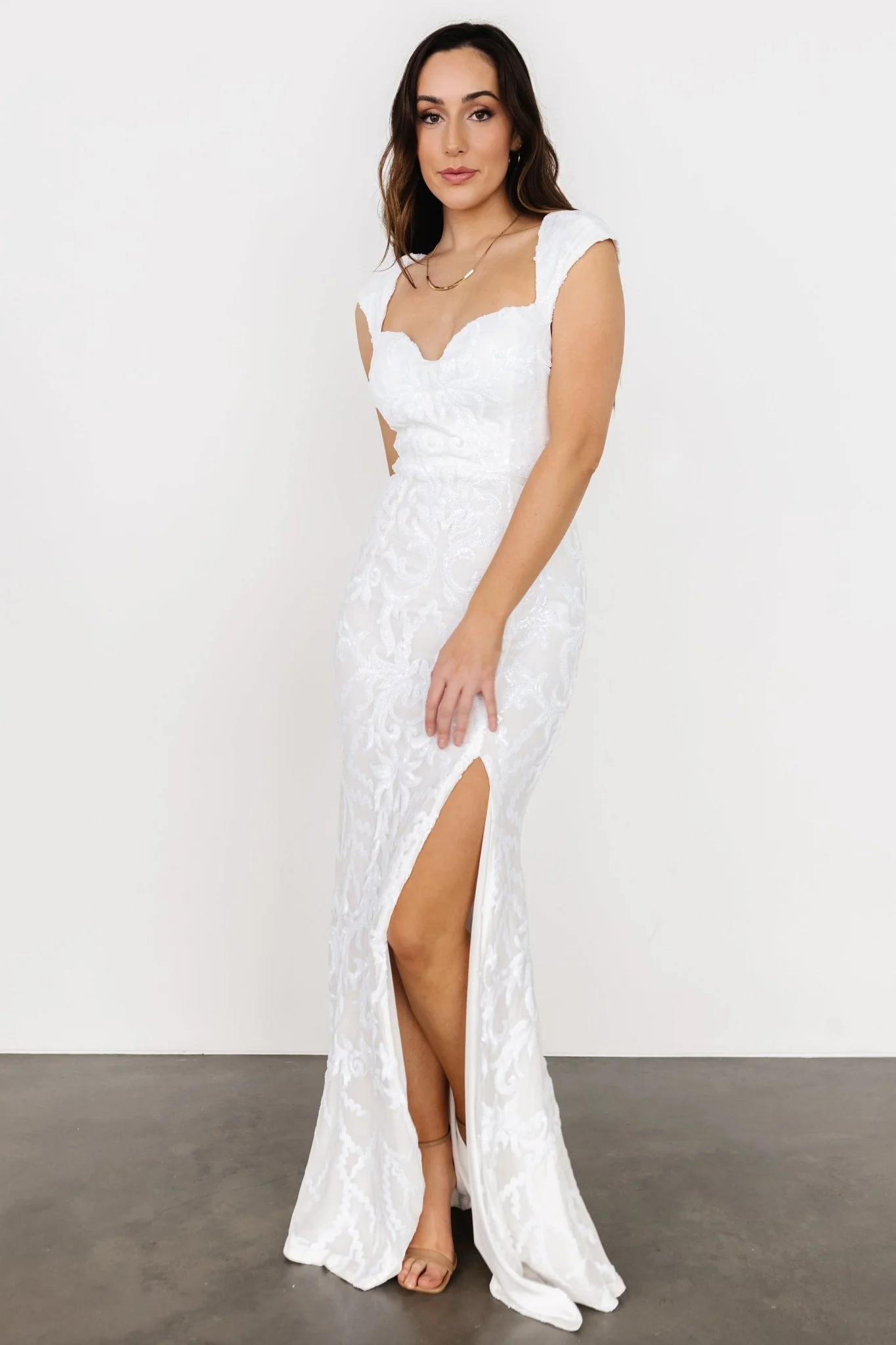 Kylene Sequin Maxi Gown | White